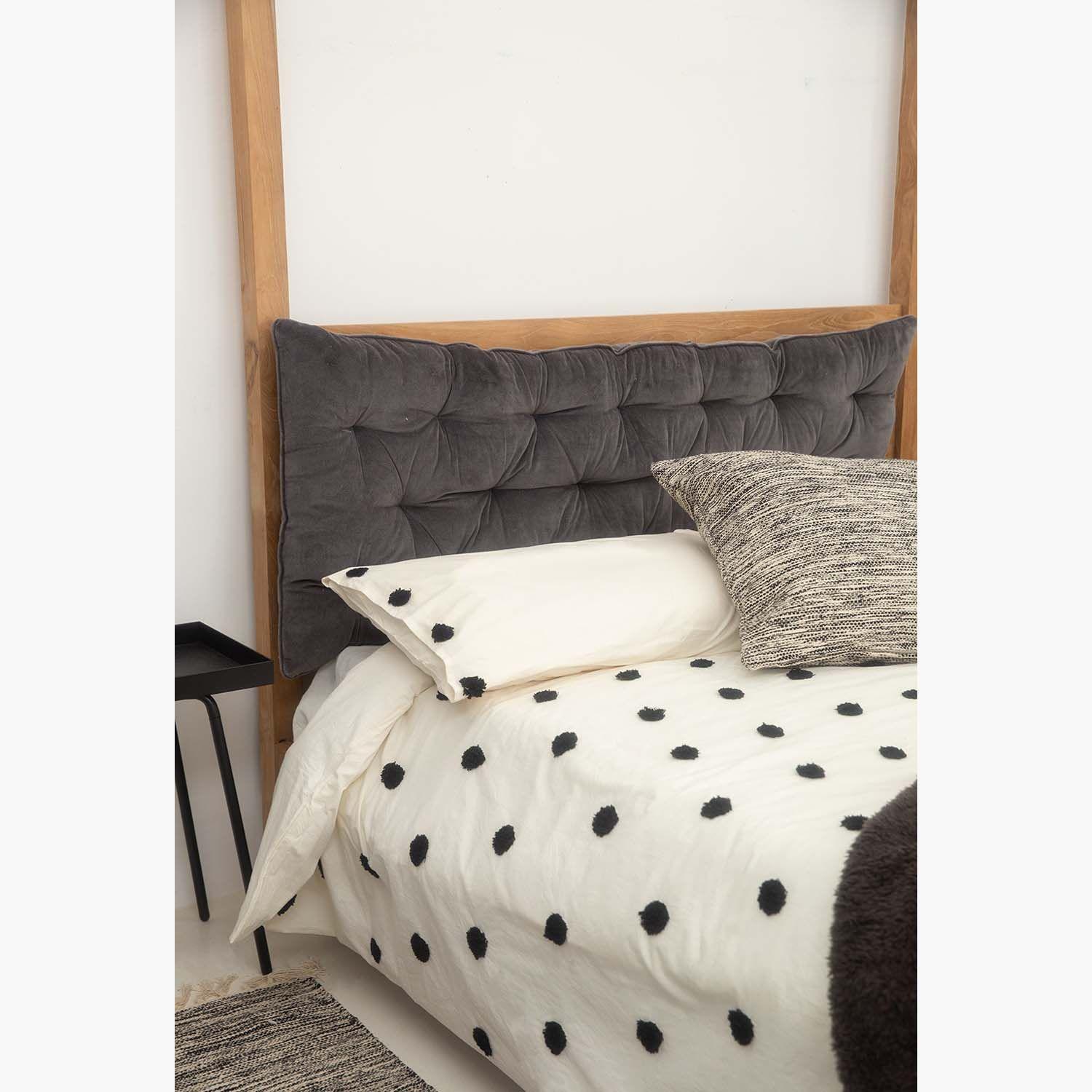 Respaldo de cama acolchado Velur 60x180 Negro-3