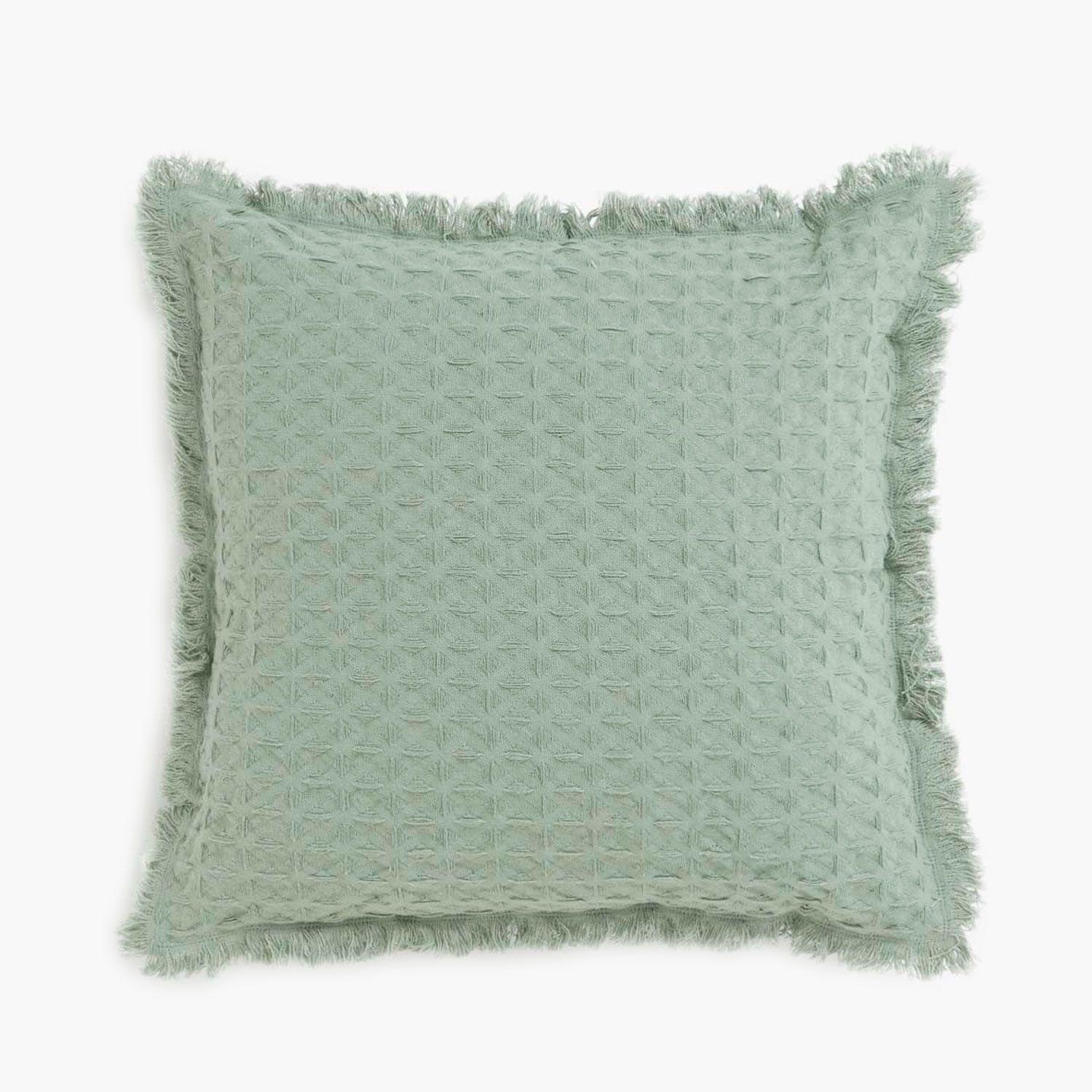 Funda Cojín Algodón Panal 60x60 Verde-0