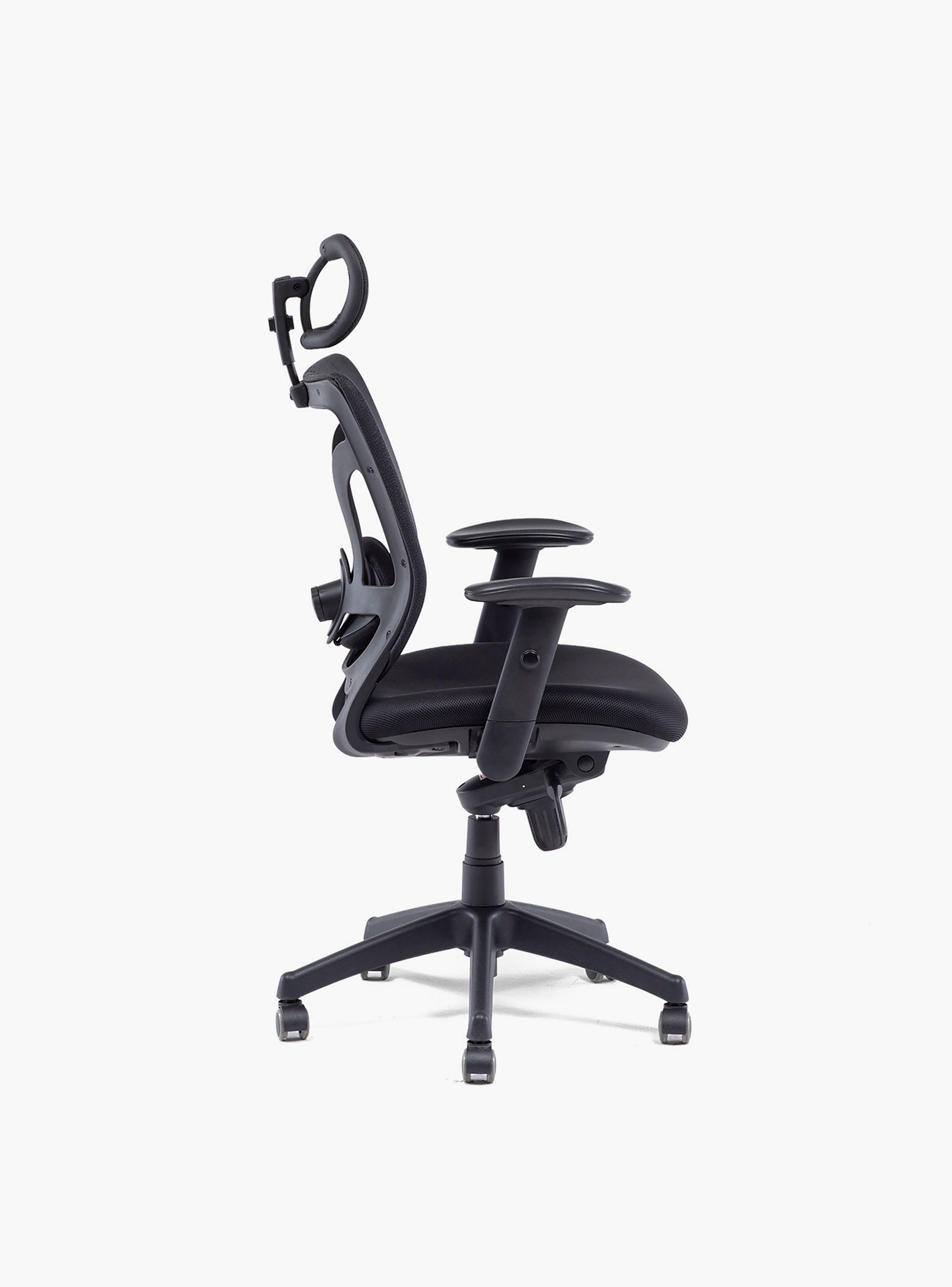 Silla Oficina Black Base Nylon c/cabecero Negro-2
