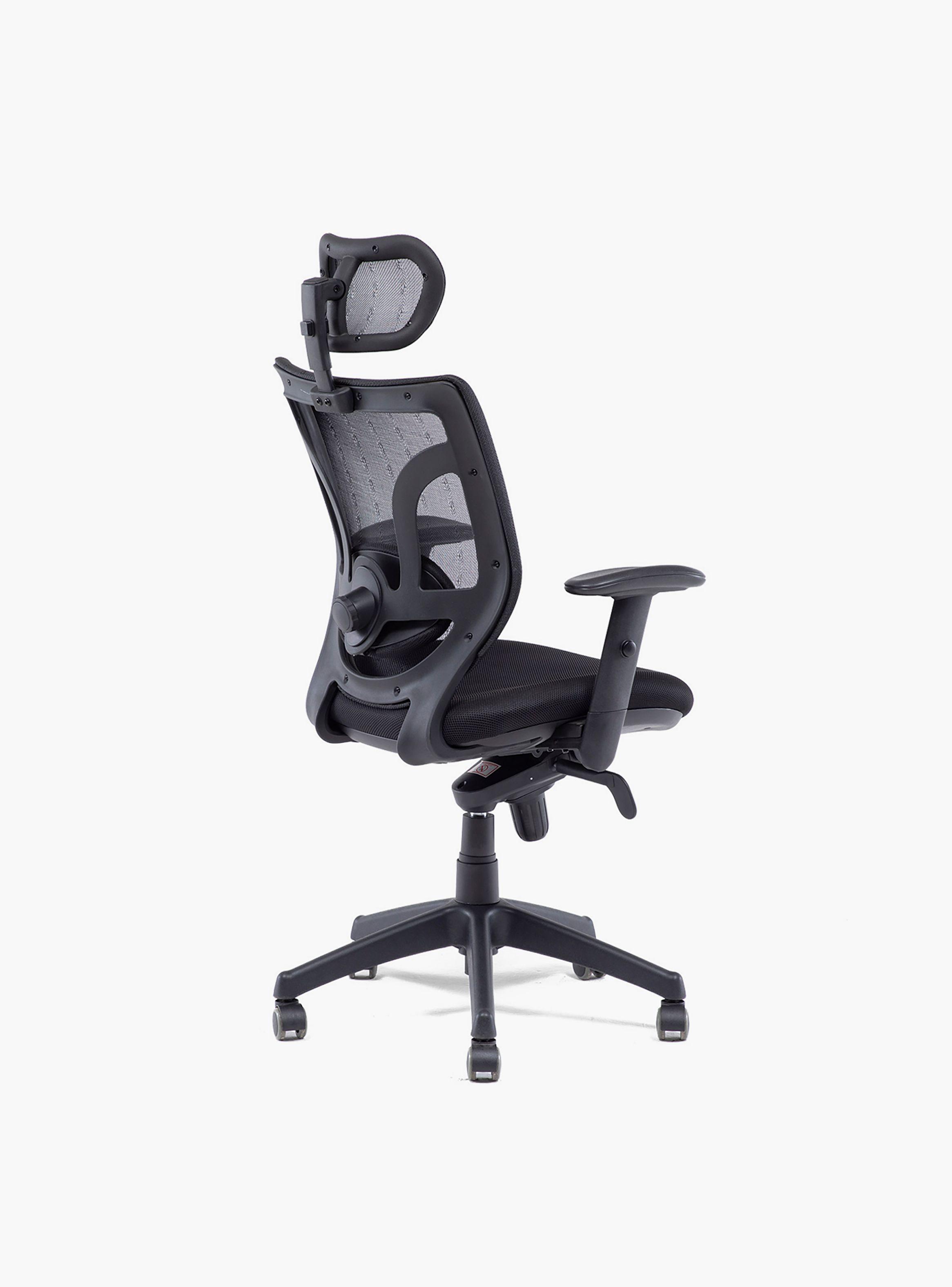 Silla Oficina Black Base Nylon c/cabecero Negro-3