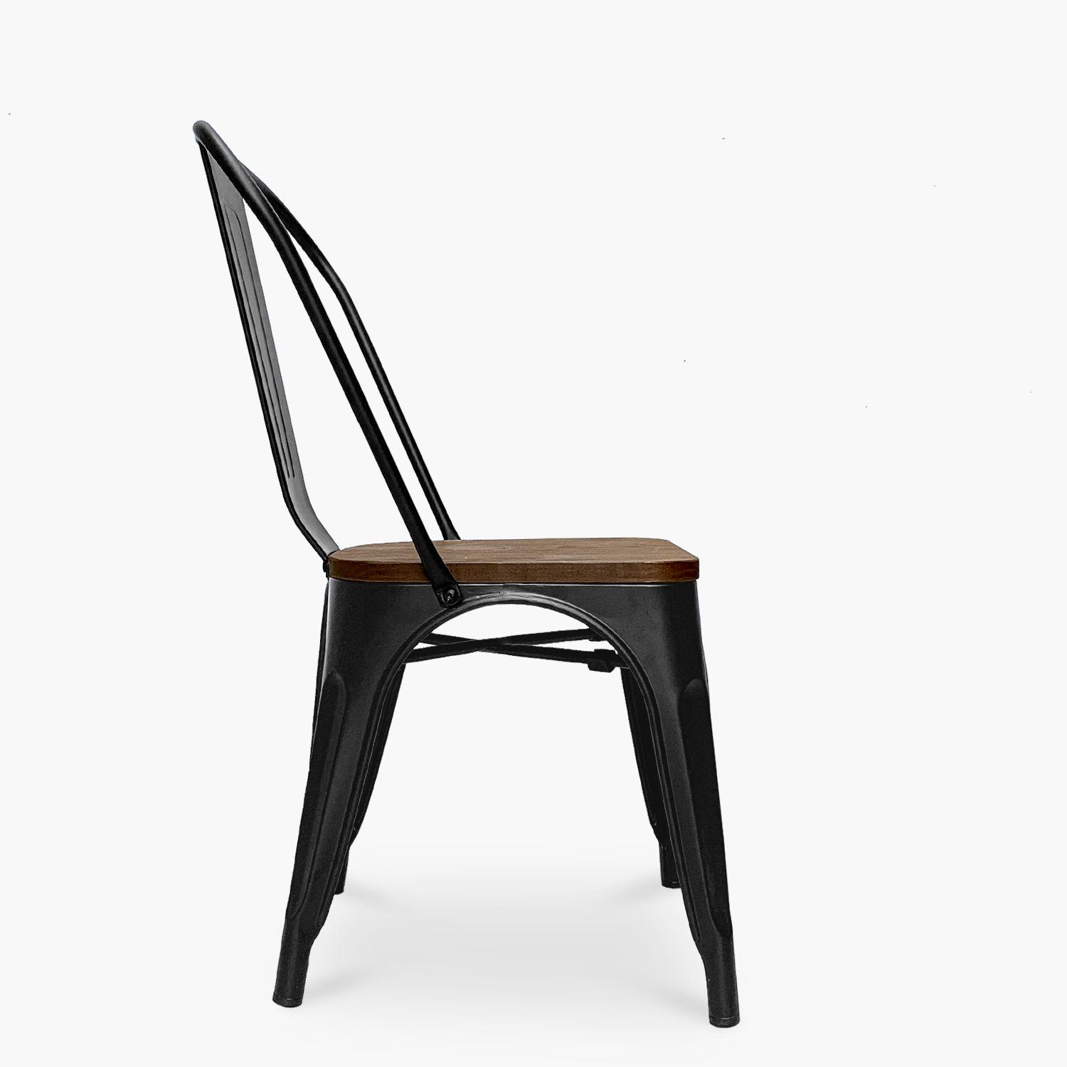 Pack 4 Sillas Tolix Asiento Madera Chocolate-3