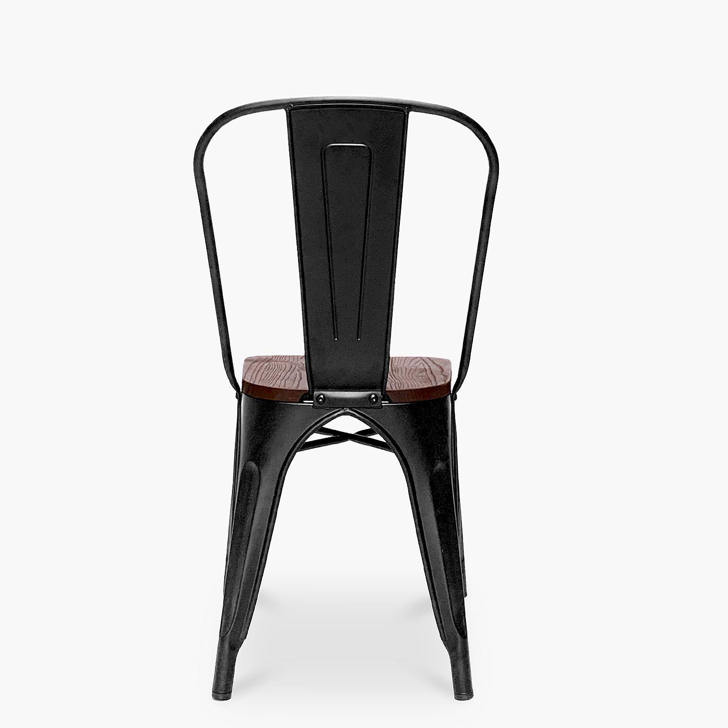 Pack 4 Sillas Tolix Asiento Madera Chocolate-4