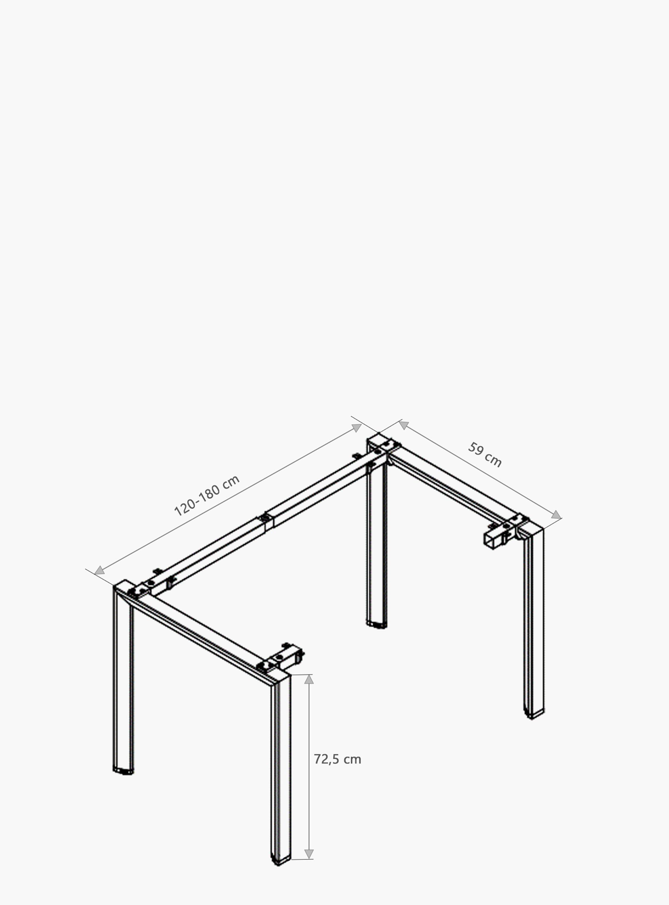 Base de Escritorio Neo Extensible 120 - 180 x 60 Gris claro-3