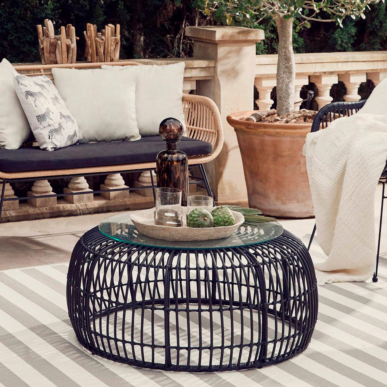 Mesa de Centro ratan sintetico Creta Negro-2