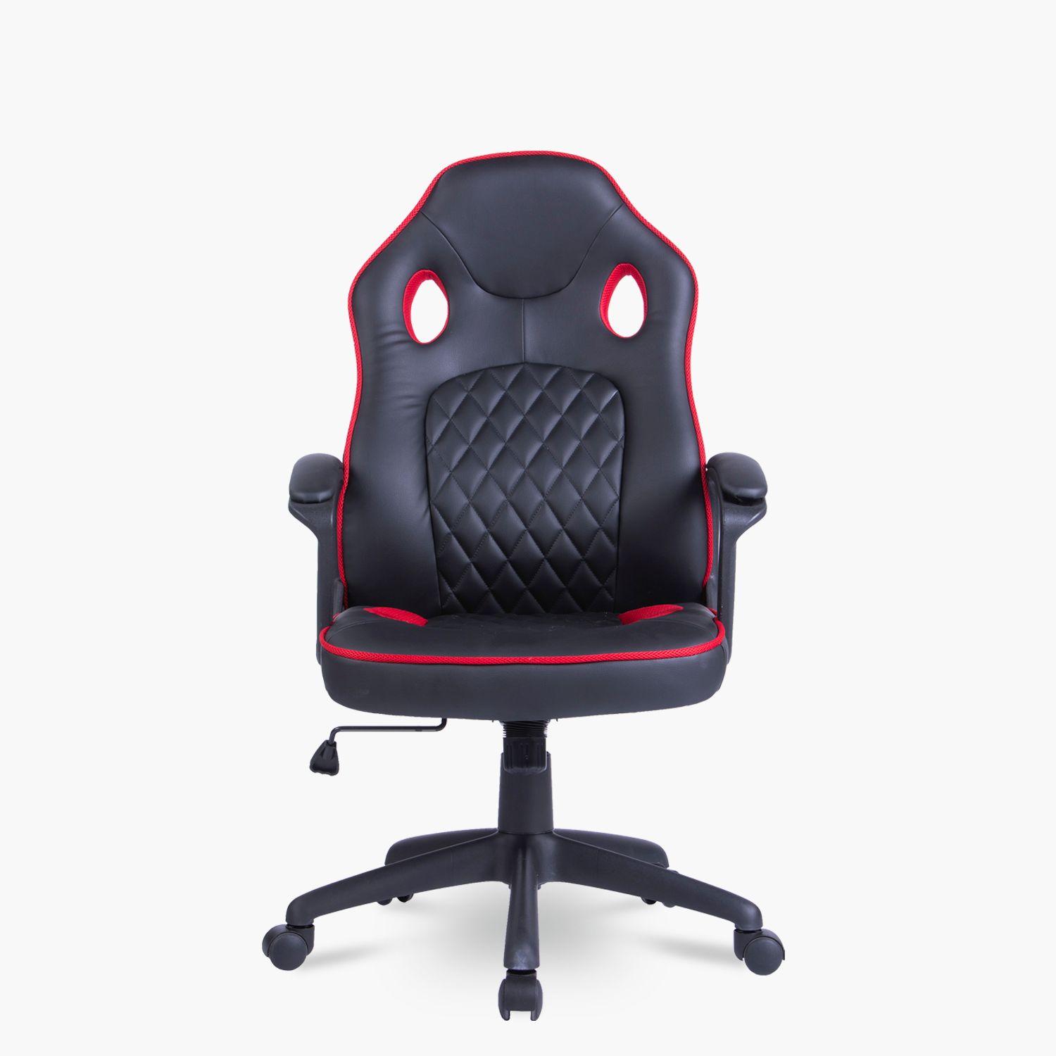 Silla Oficina Manager Cuerina Negro-Rojo-0