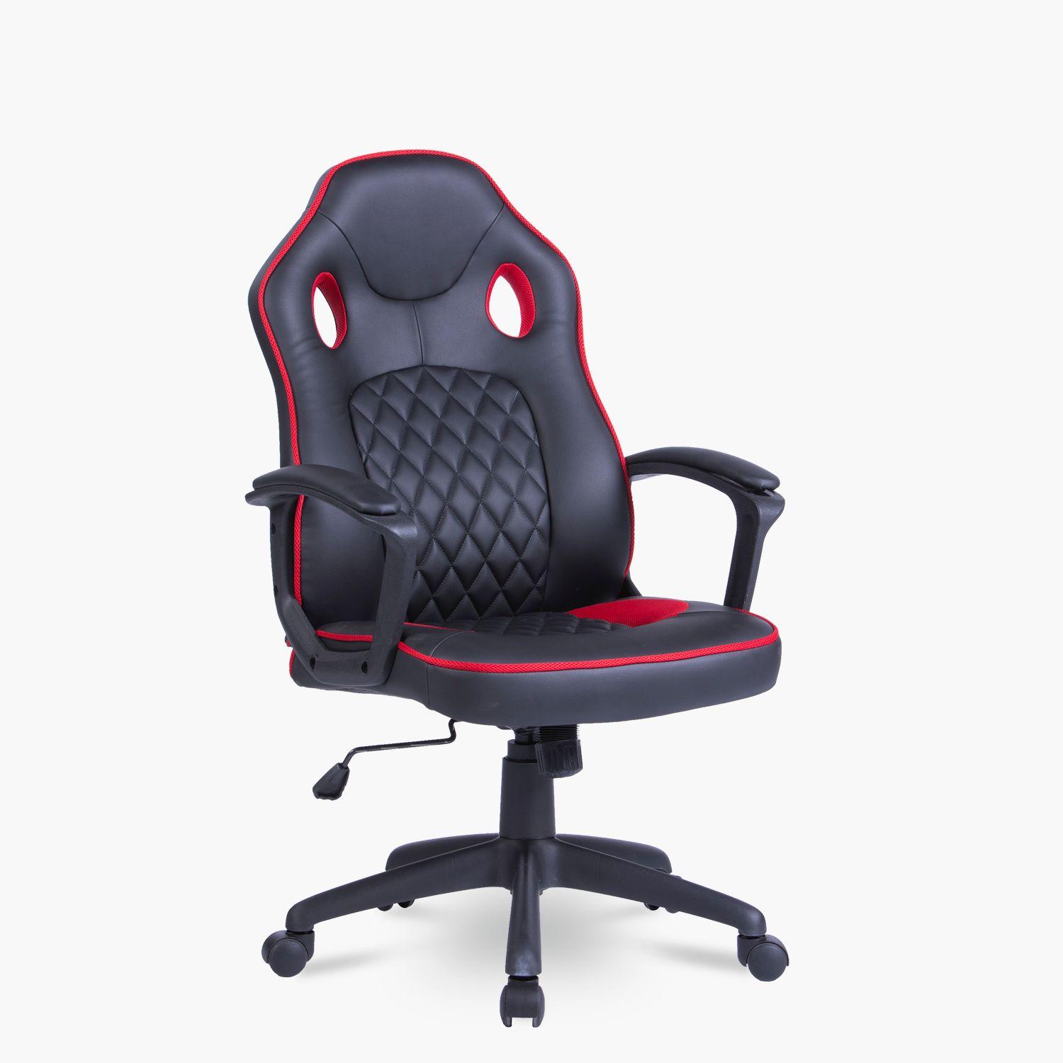 Silla Oficina Manager Cuerina Negro-Rojo-1