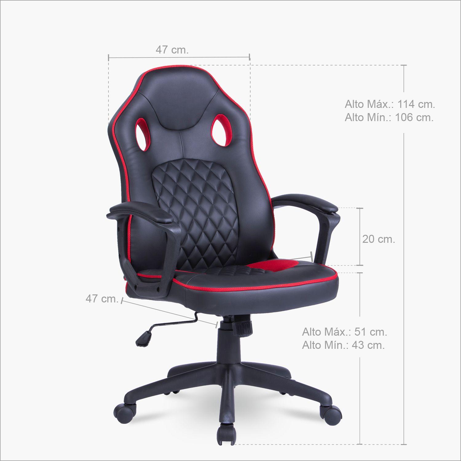Silla Oficina Manager Cuerina Negro-Rojo-3