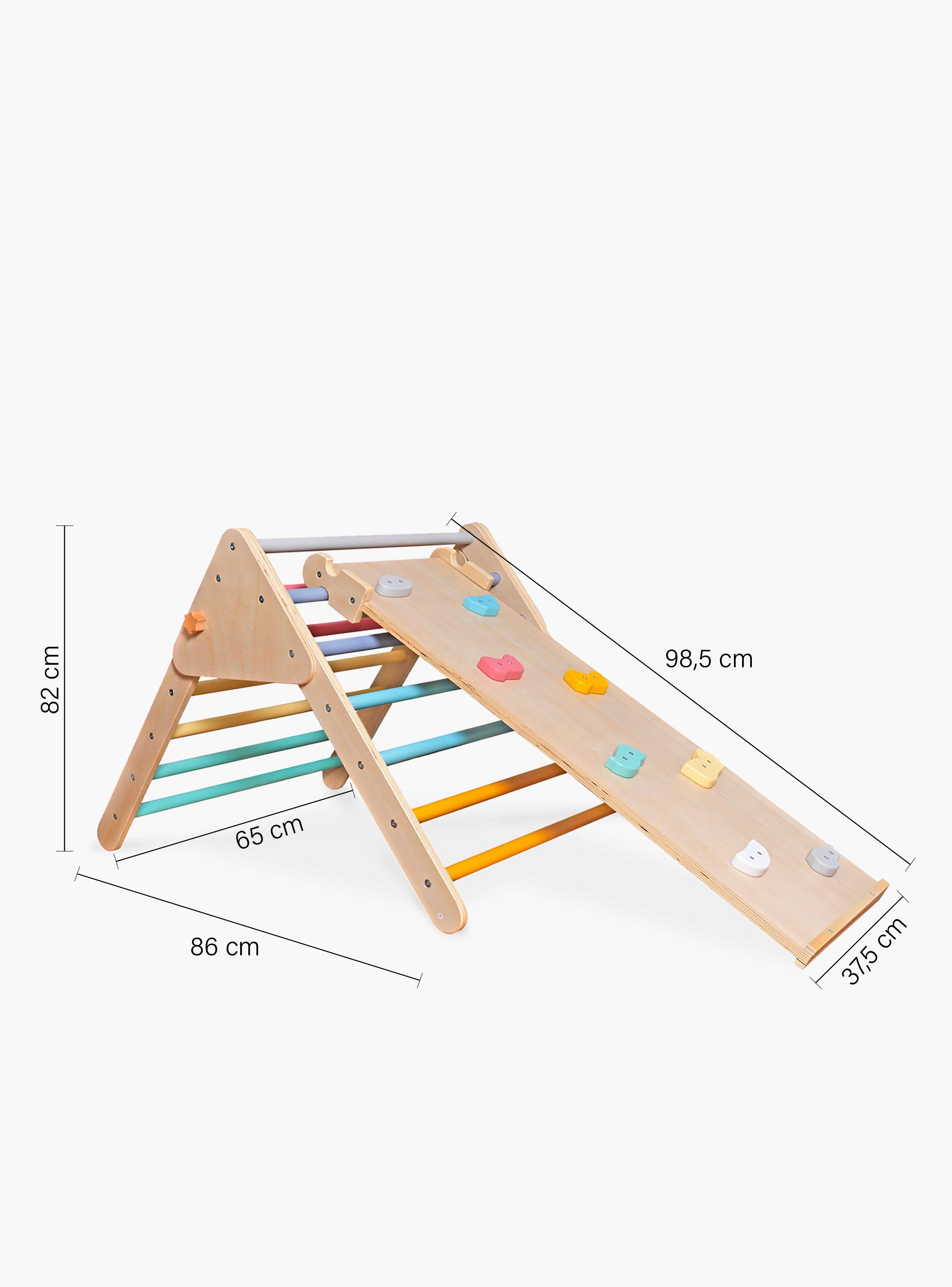 Set Triángulo Pikler con rampa de Madera Infantil Rainbow Multicolor-6