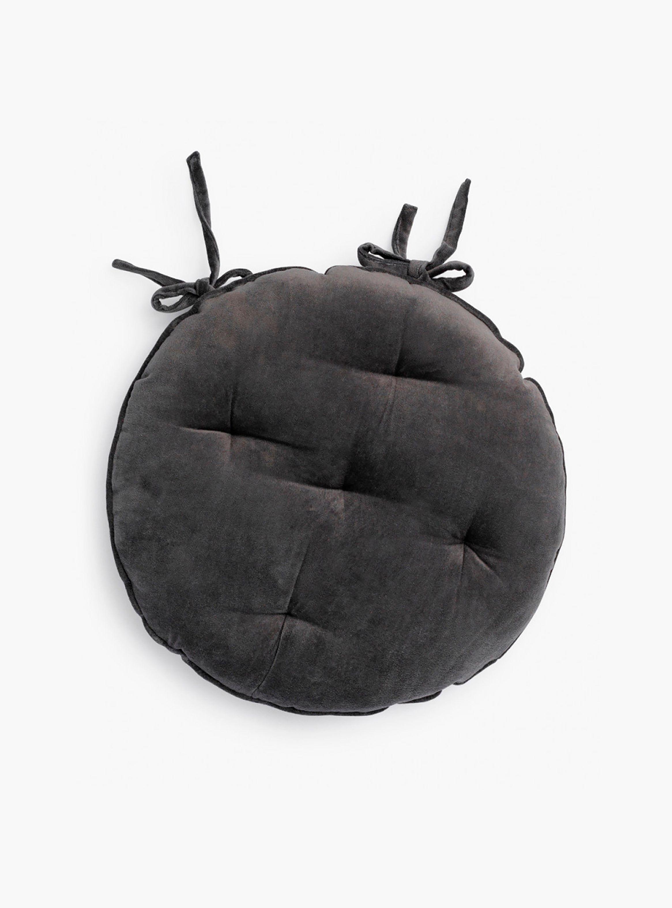 Cojín de Silla Redondo Velur Negro-0