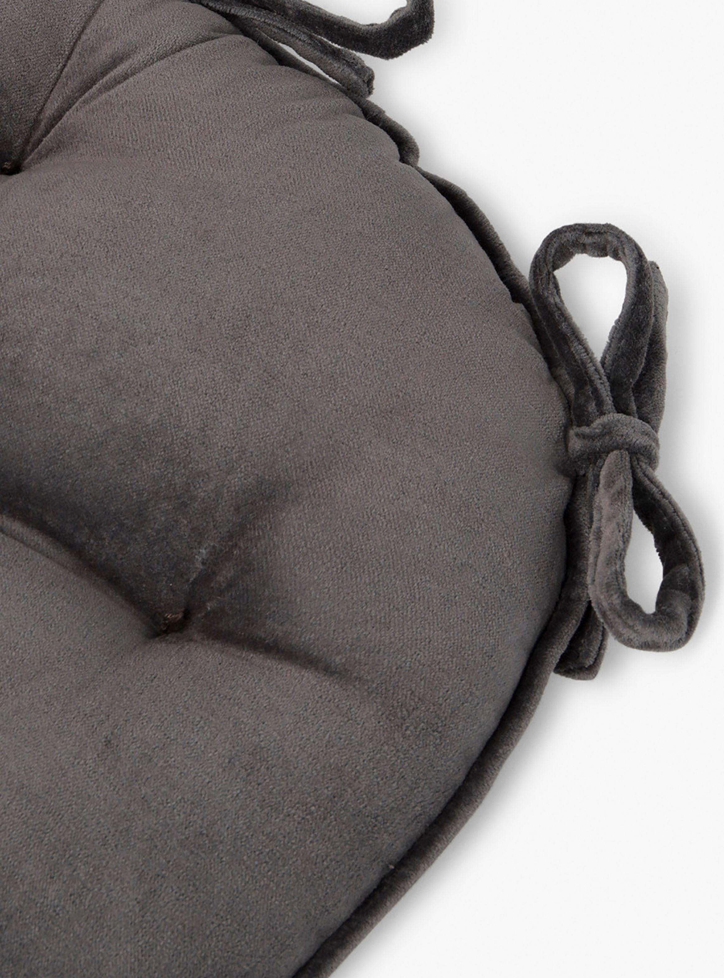 Cojín de Silla Redondo Velur Negro-2