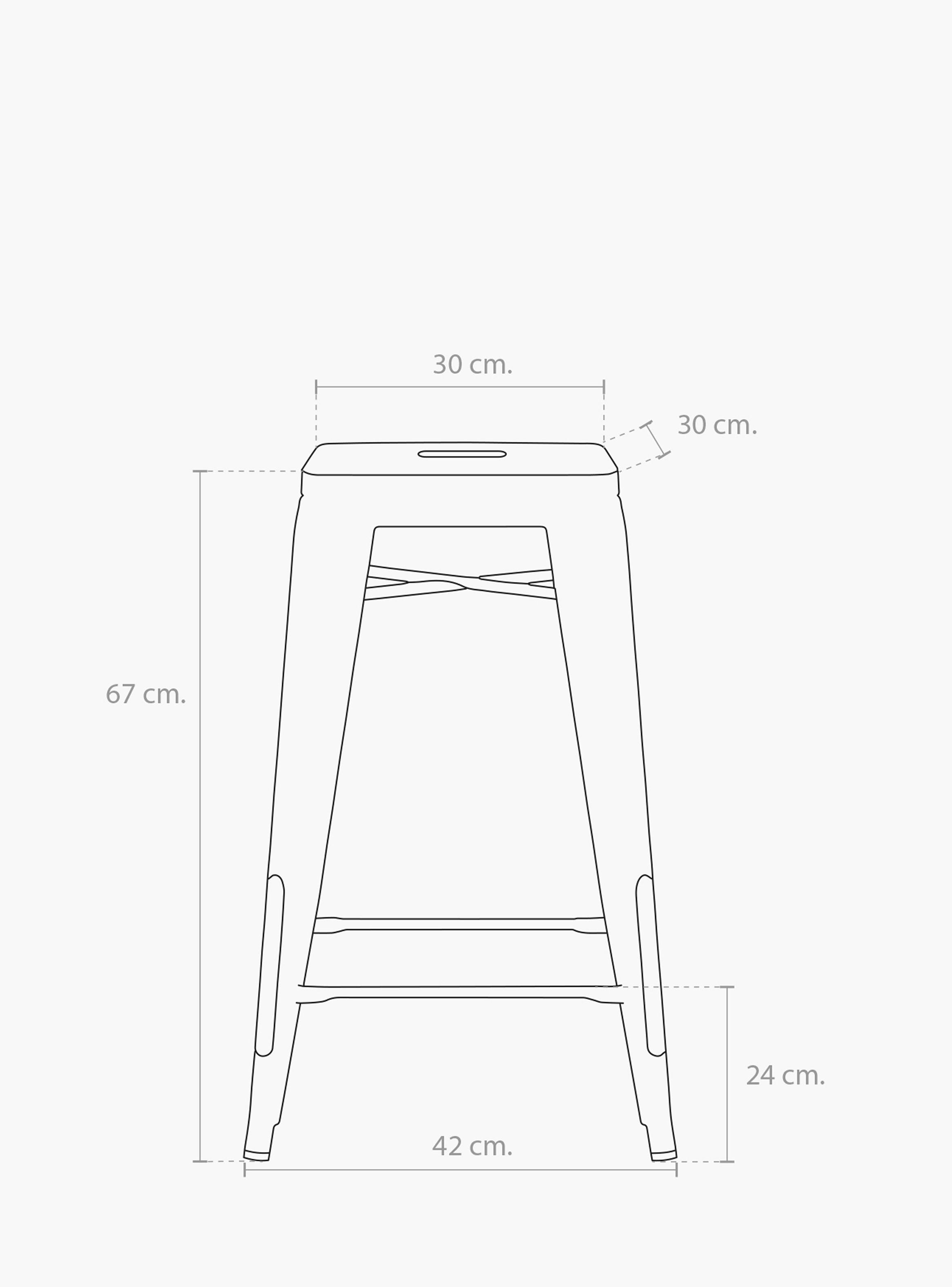 Taburete Medio 67 Tolix Plata-4