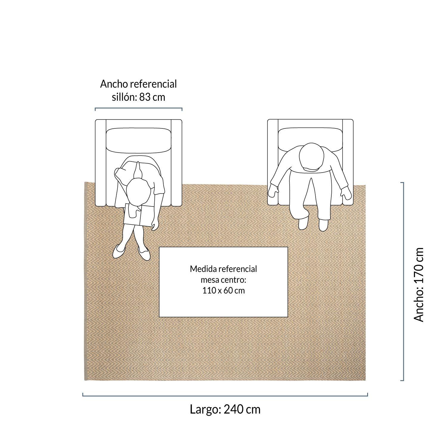 Alfombra Yute Chevron 200x300 Gris-2