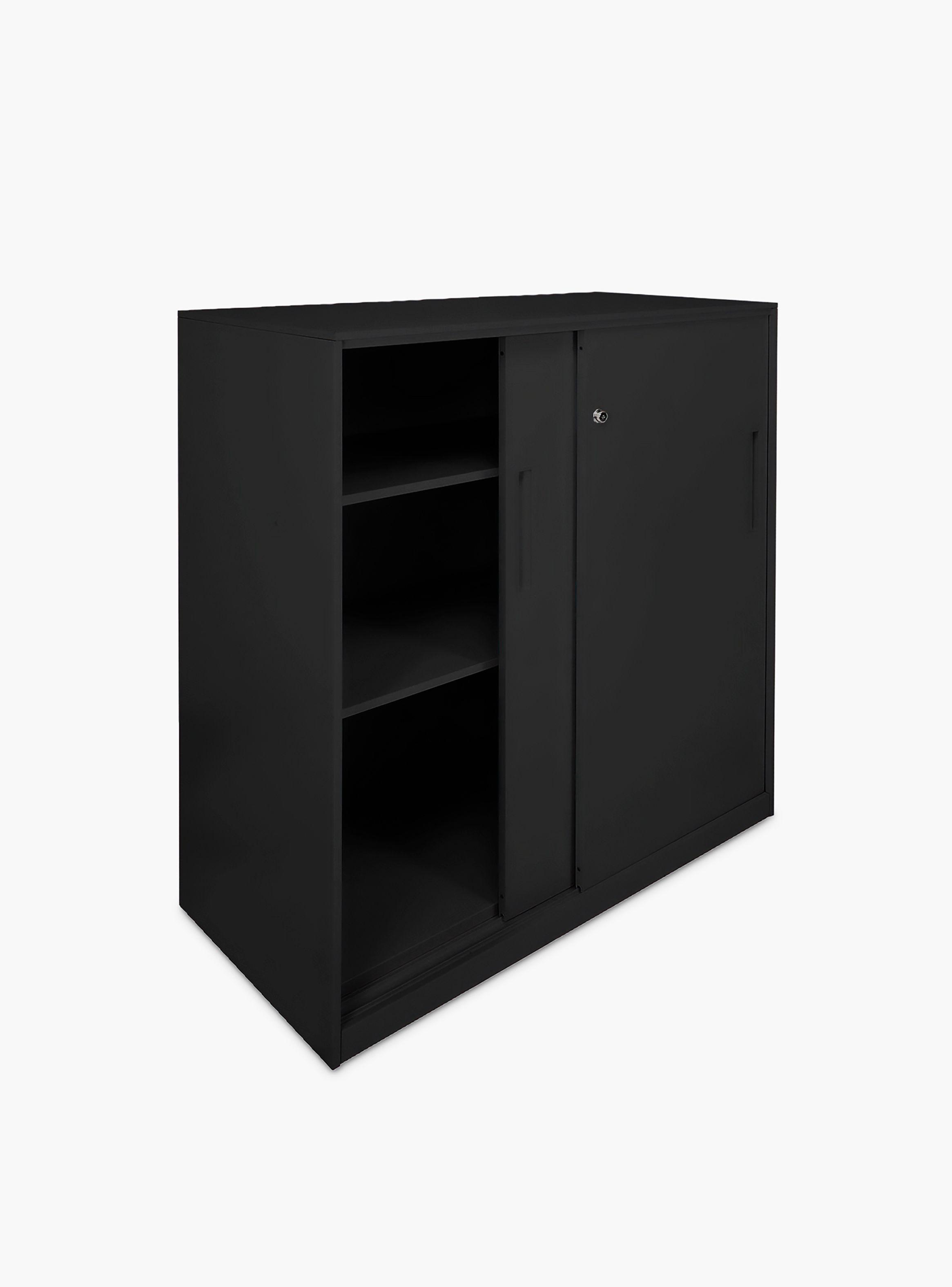 Gabinete Oficina Alto Metálico Con puertas Negro-2
