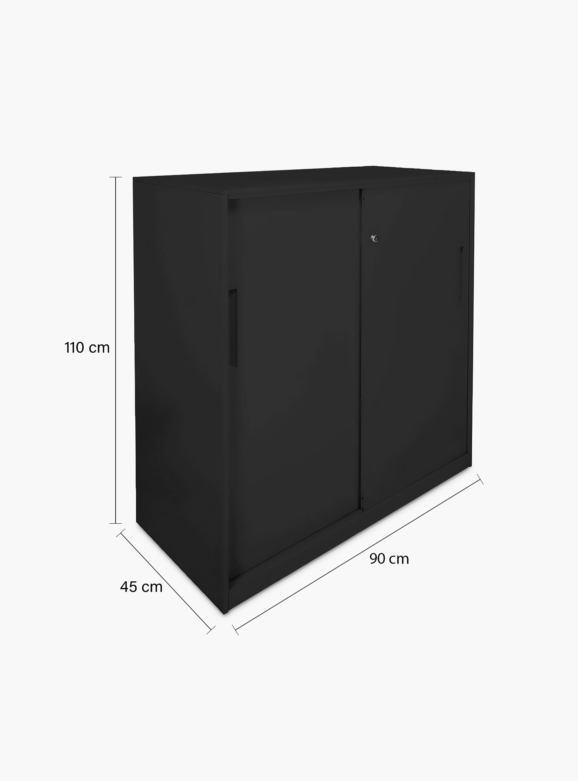 Gabinete Oficina Alto Metálico Con puertas Negro-3
