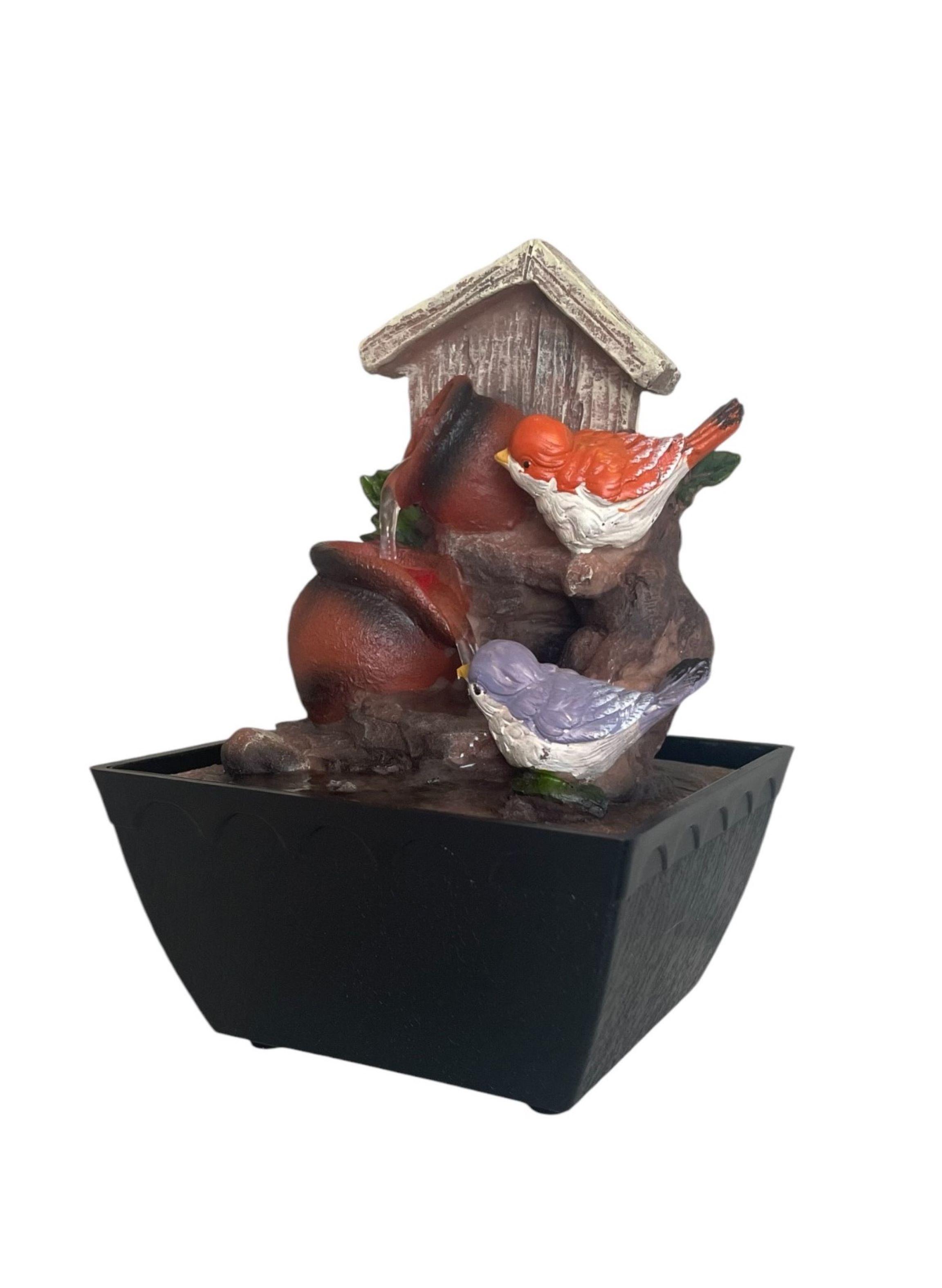 Pileta de Agua Con Luz Decorativa Cascada Figuras de Pajaros-2