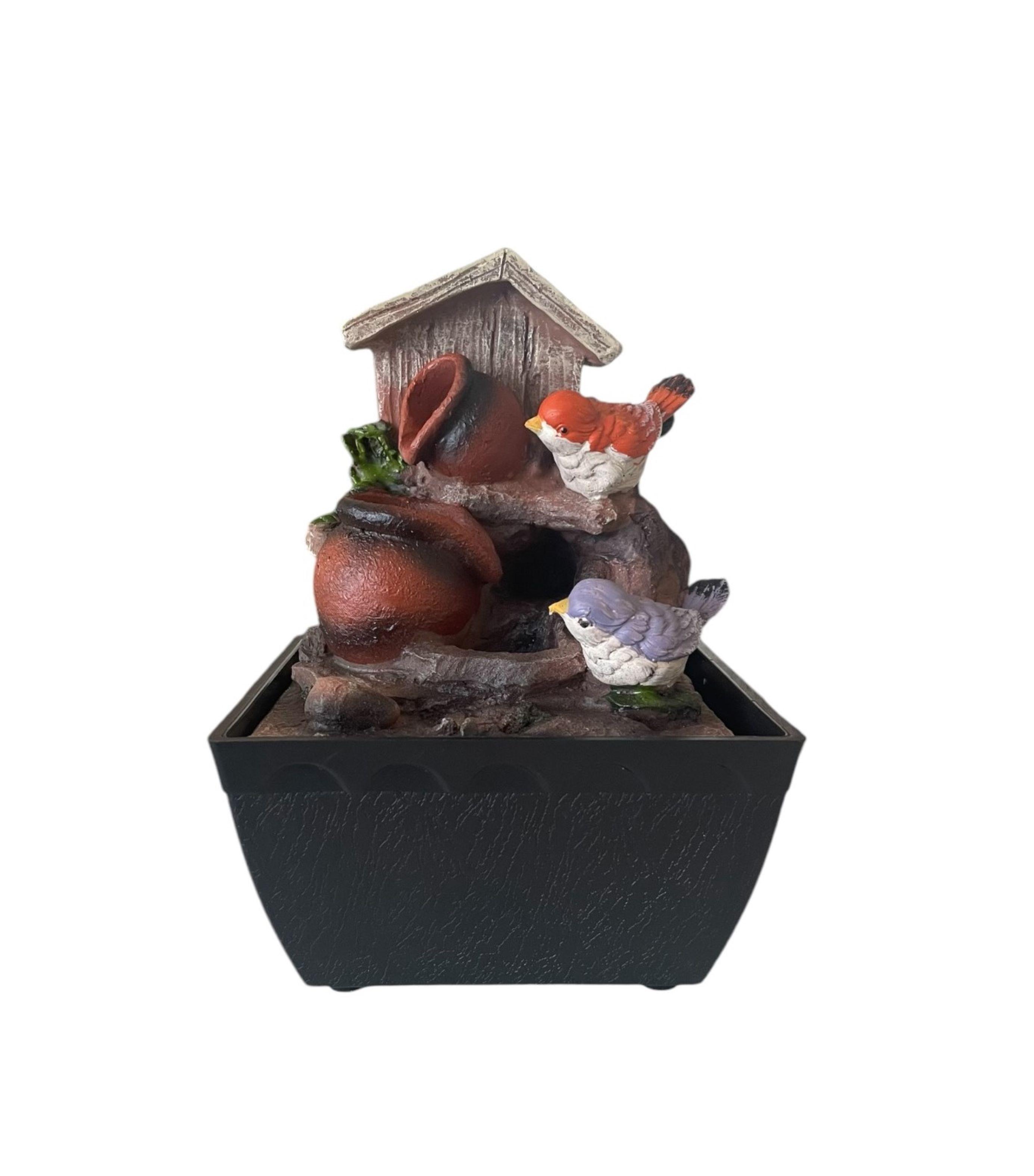 Pileta de Agua Con Luz Decorativa Cascada Figuras de Pajaros-3