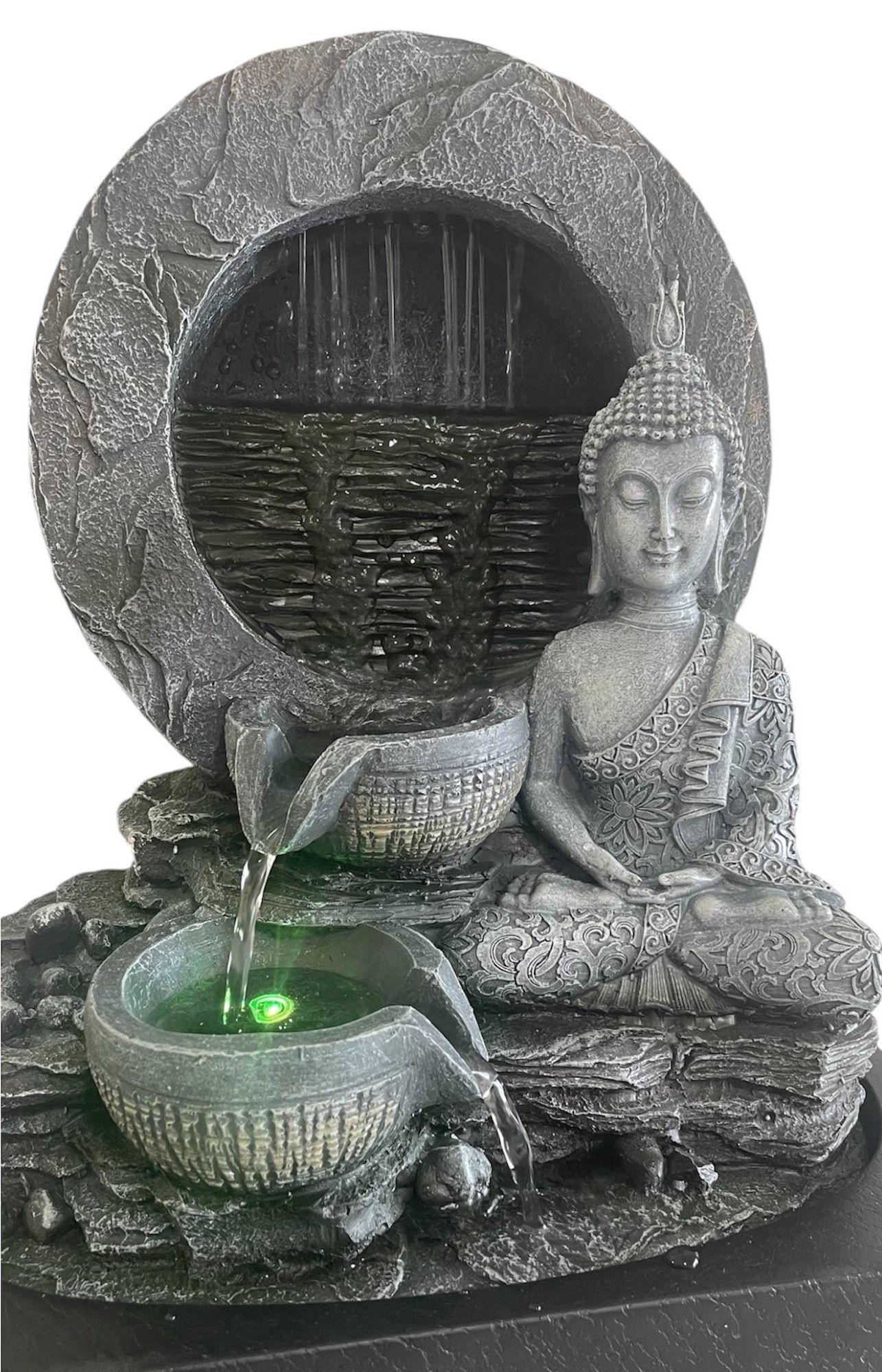 Pileta De Agua Grande Fuente Con Luz Decorativa Buda 40 cms-2