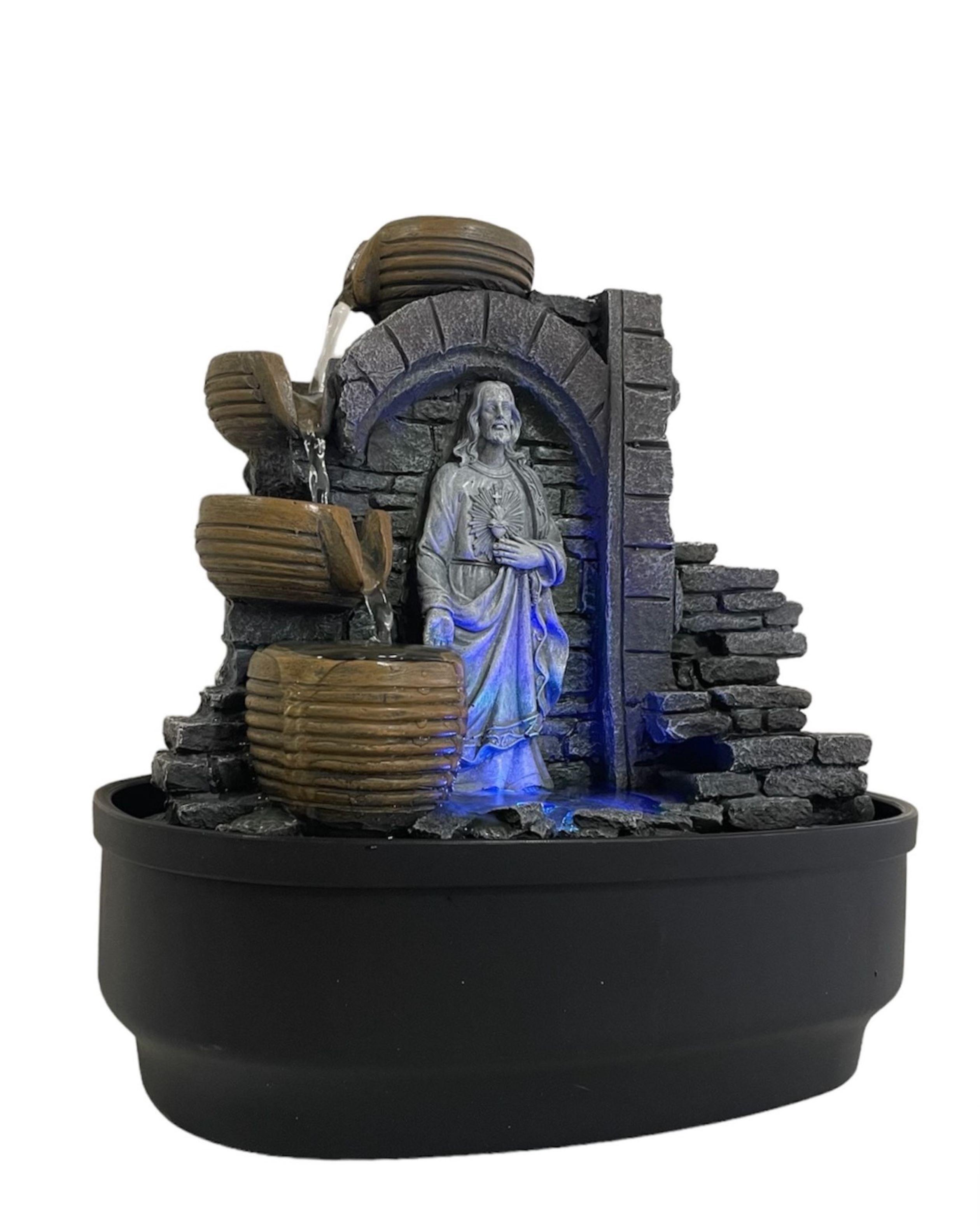 Cascada De Agua Sagrado Corazon de Jesus Religion 31 cms-0