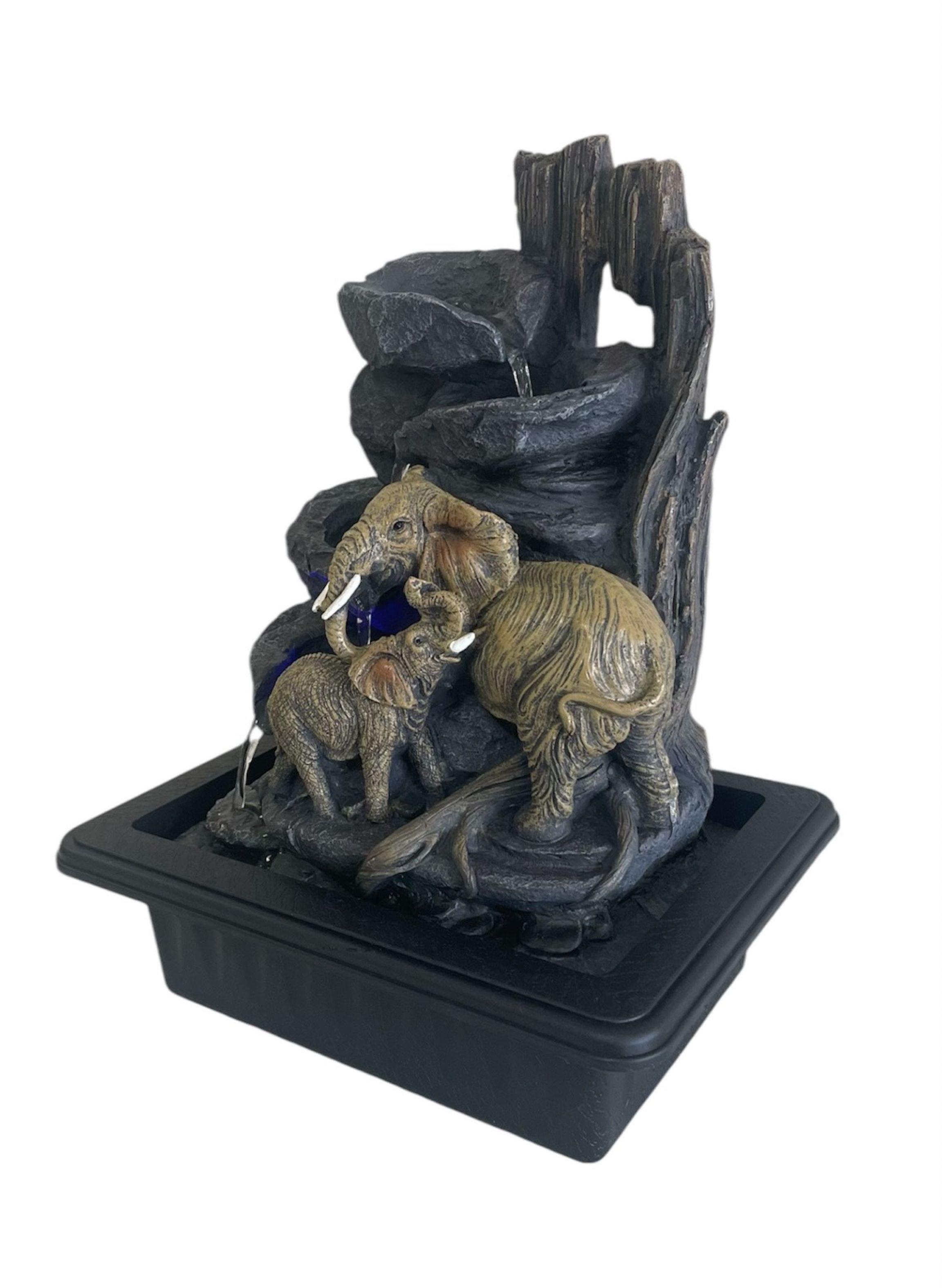 Cascada Fuente De Agua Elefantes Con Luz Decorativa 40 cms-1