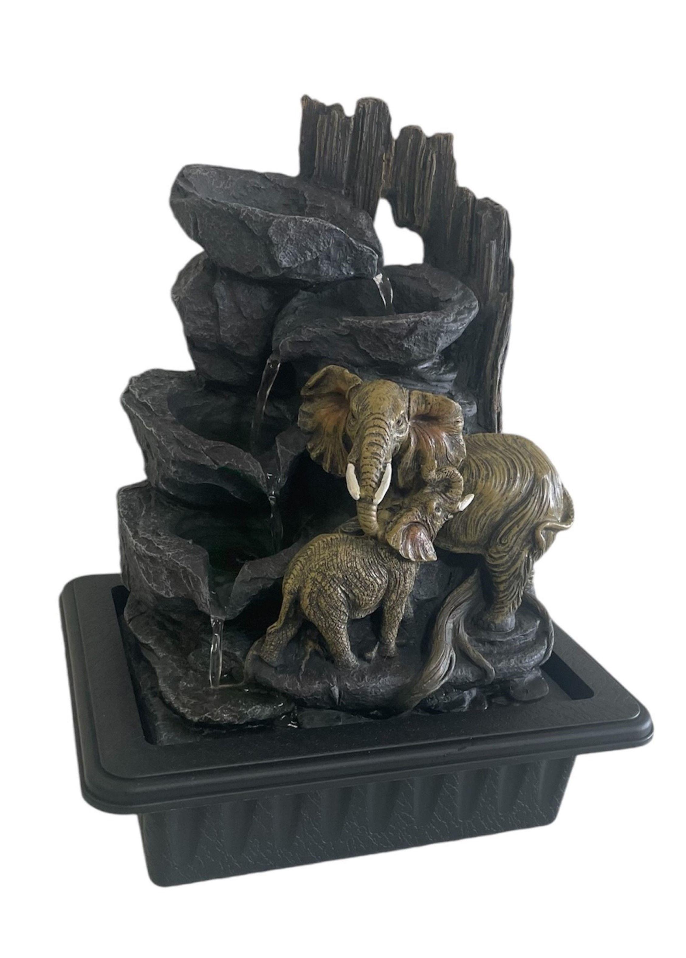 Cascada Fuente De Agua Elefantes Con Luz Decorativa 40 cms-2