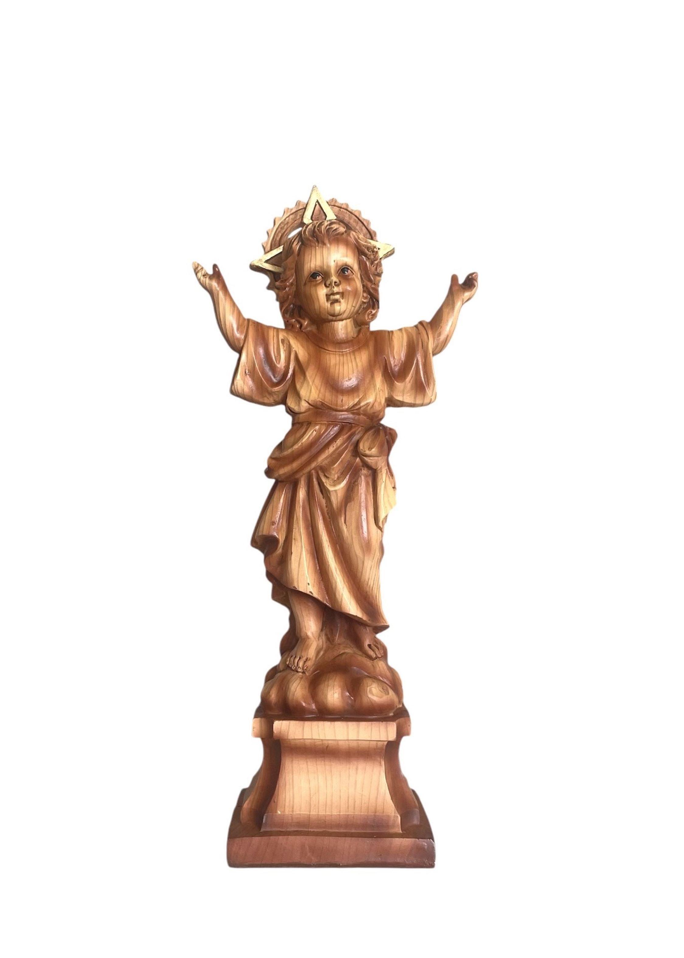 Estatua Divino Niño Jesus Figura Religiosa Niño Sagrado 30 cms-0