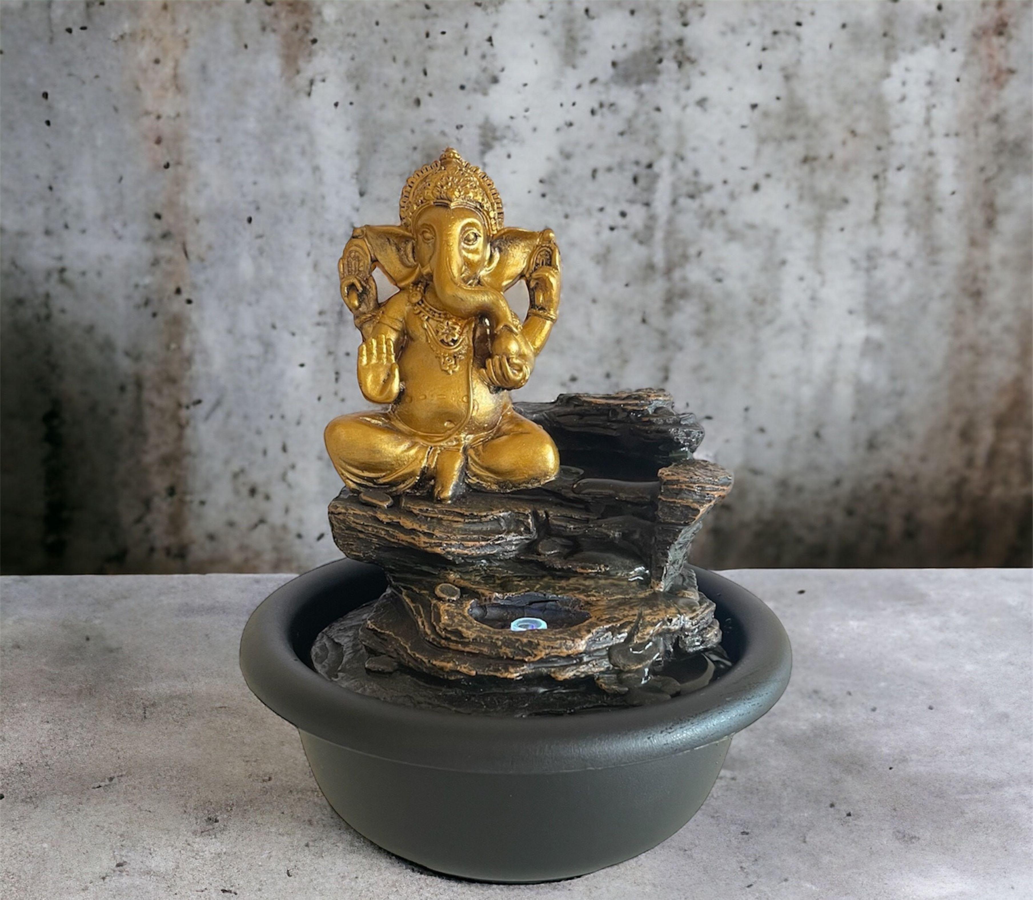 Cascada De Agua Con Luz Decorativa Pileta Ganesha 20 cms-2