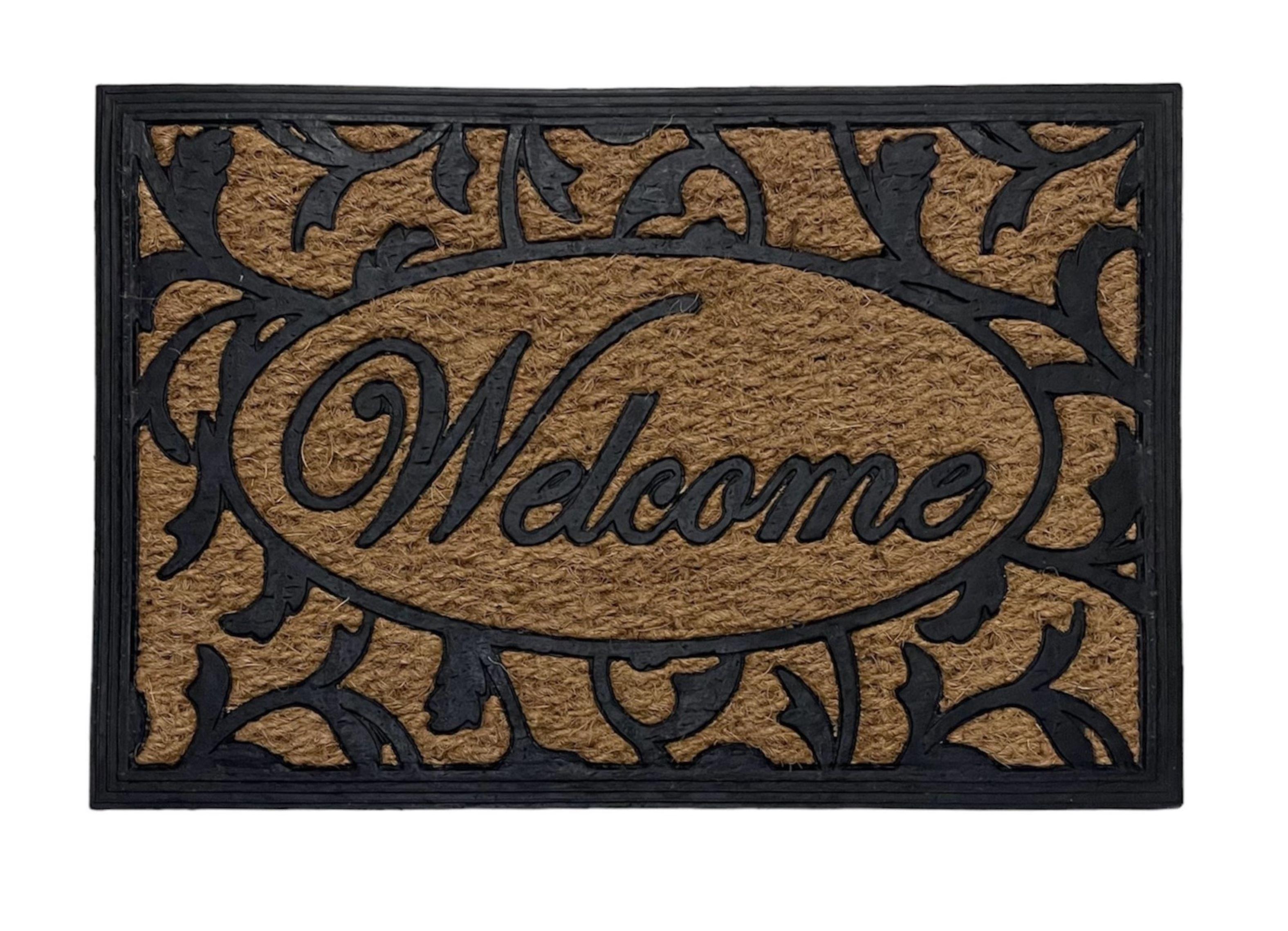 Alfombra Limpia Pies De Mimbre 60 x40 cms Welcome-0