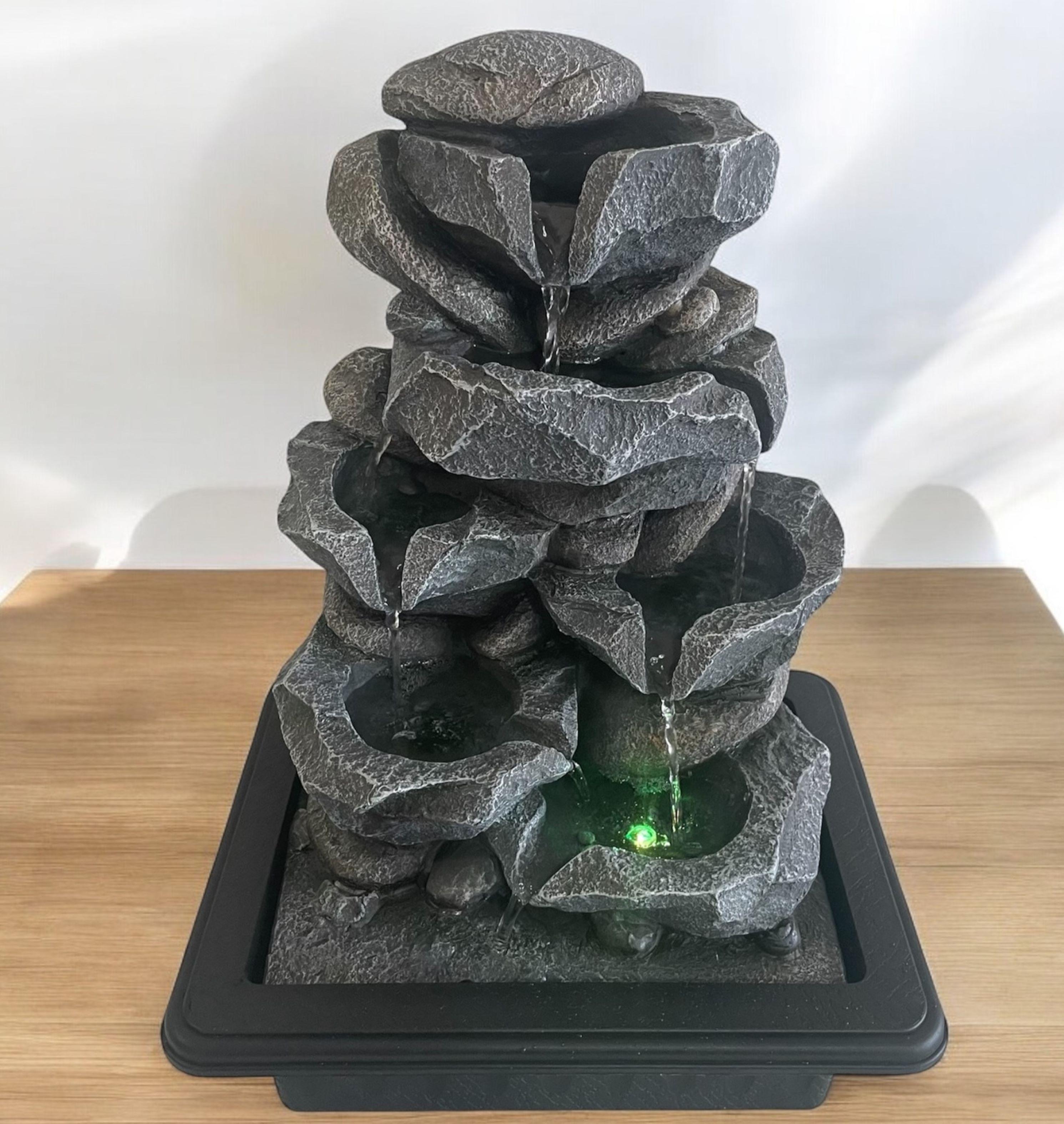 Fuente Pileta De Agua Grande Con Luz Decorativa Piedra Vasijas 40 cms-3