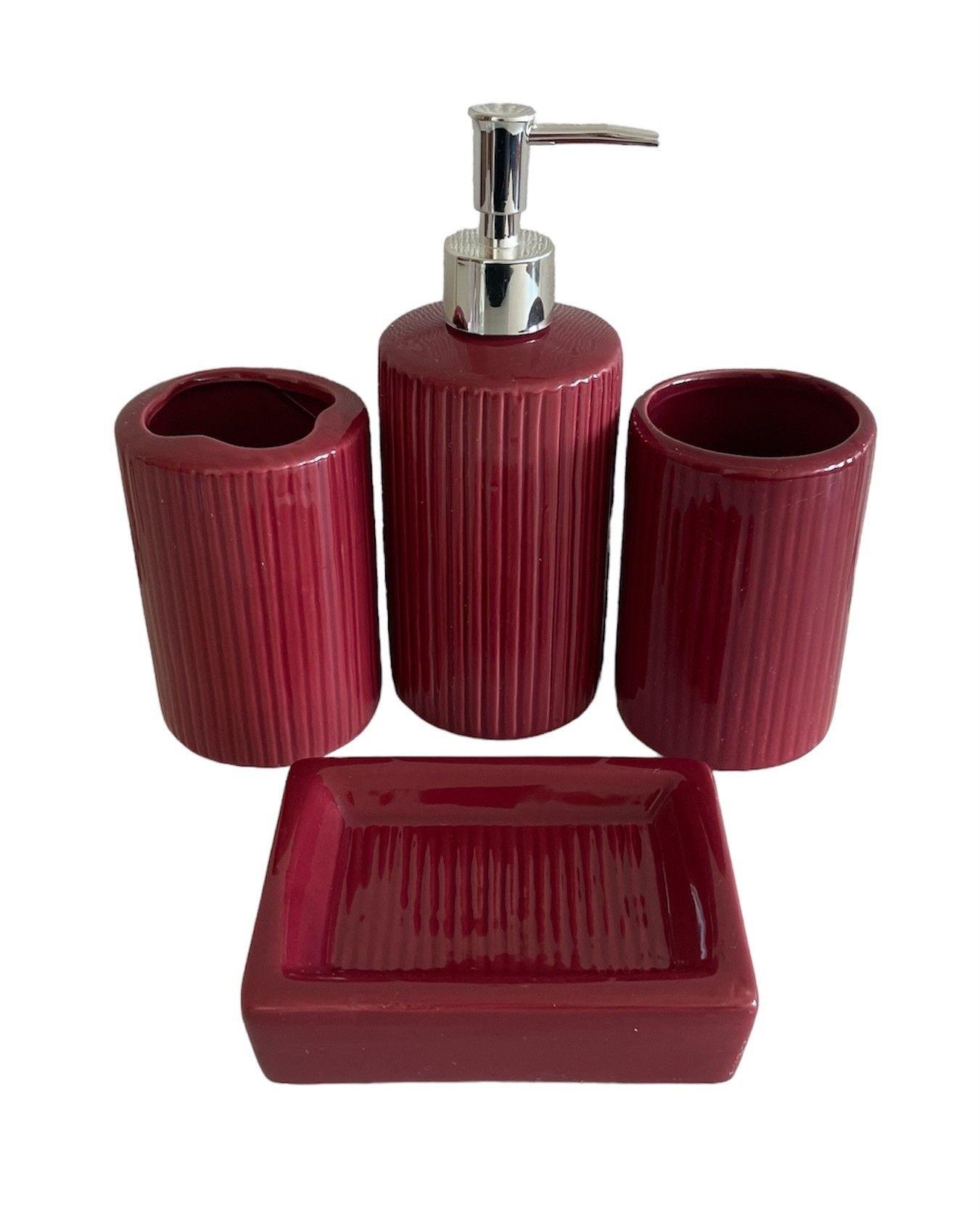 Juego Dispensador De Jabon Set De Baño 4 Piezas -0