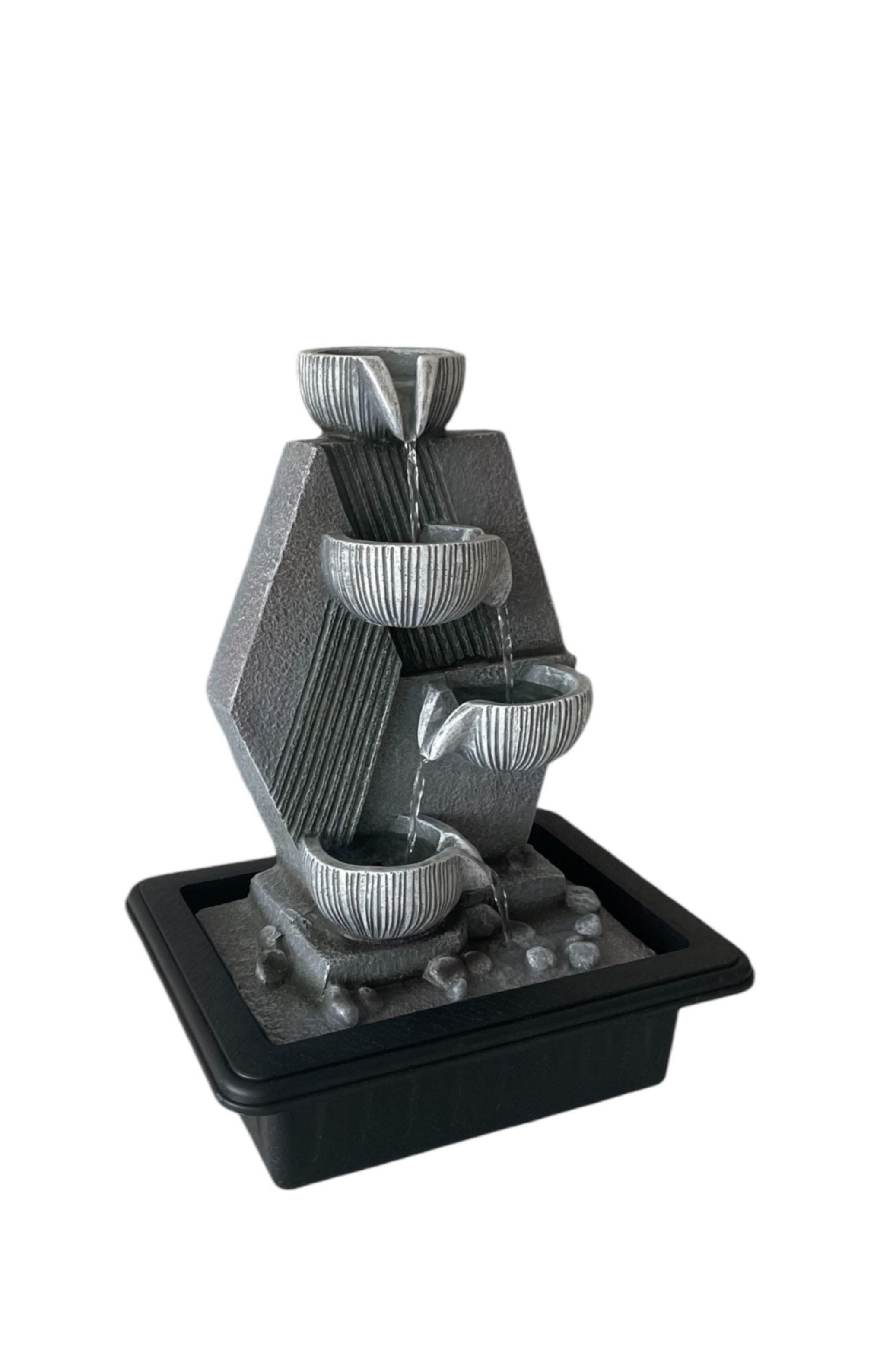 Pileta De Agua Grande Con Luz Decorativa Vasijas Cascada Cantaros 40 cms-2