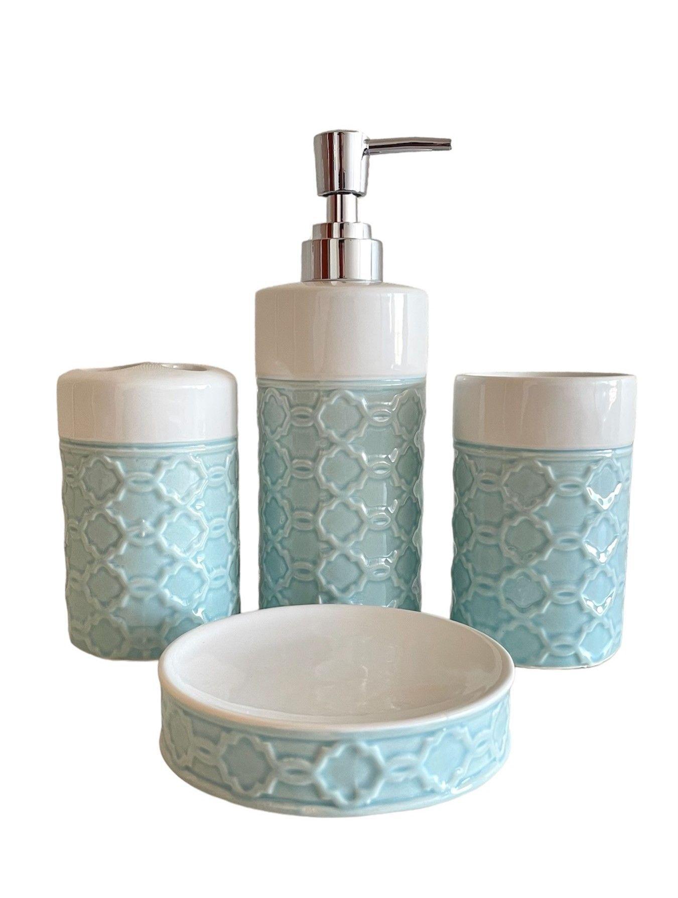 Kit De Baño Cerámica Accesorios Dispensador De Jabon-1