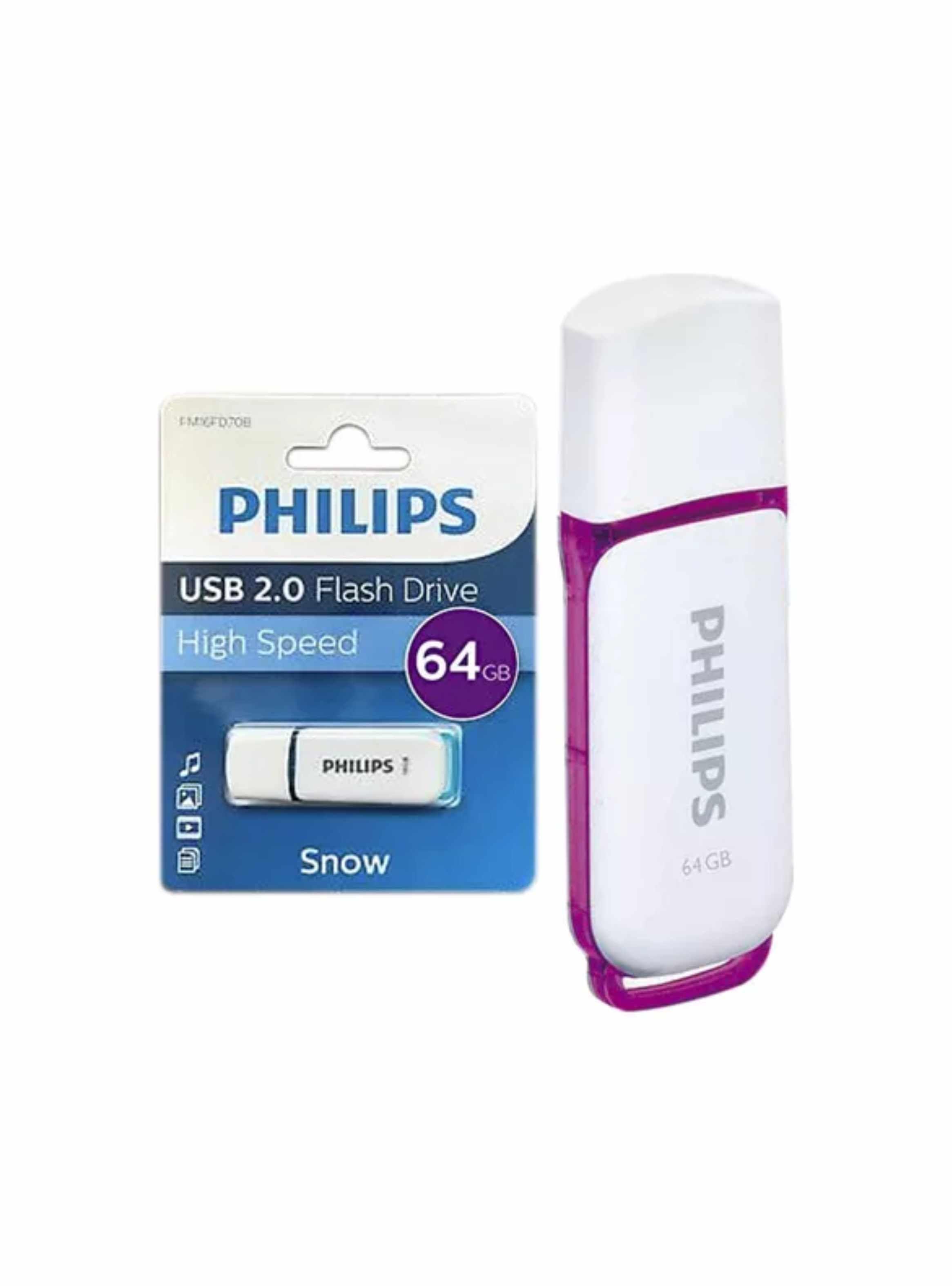 Pendrive Usb Philips Snow 64gb 2.0 Color Blanco-0