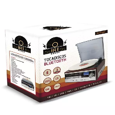 TOCADISCO IRT VINTAGE80 USB/SD/ RADIO FM/ AUX/ BT/ CD/CASSETTE-2