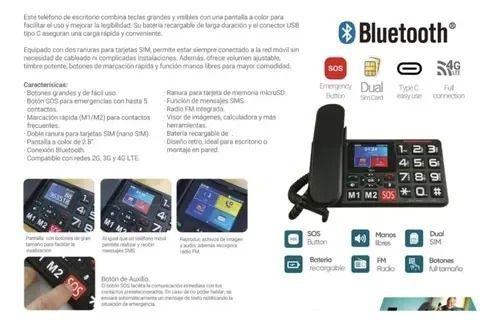 Teléfono Senior Inalámbrico Chip 4g  Sos Con Radio Fm 9440-4