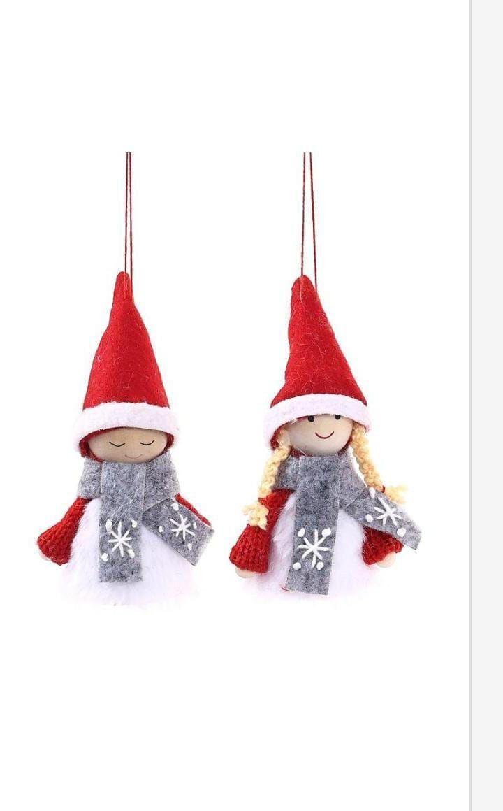 duo de Adorno de Navidad de Muñeca de Invierno con Gorro y Guantes-0