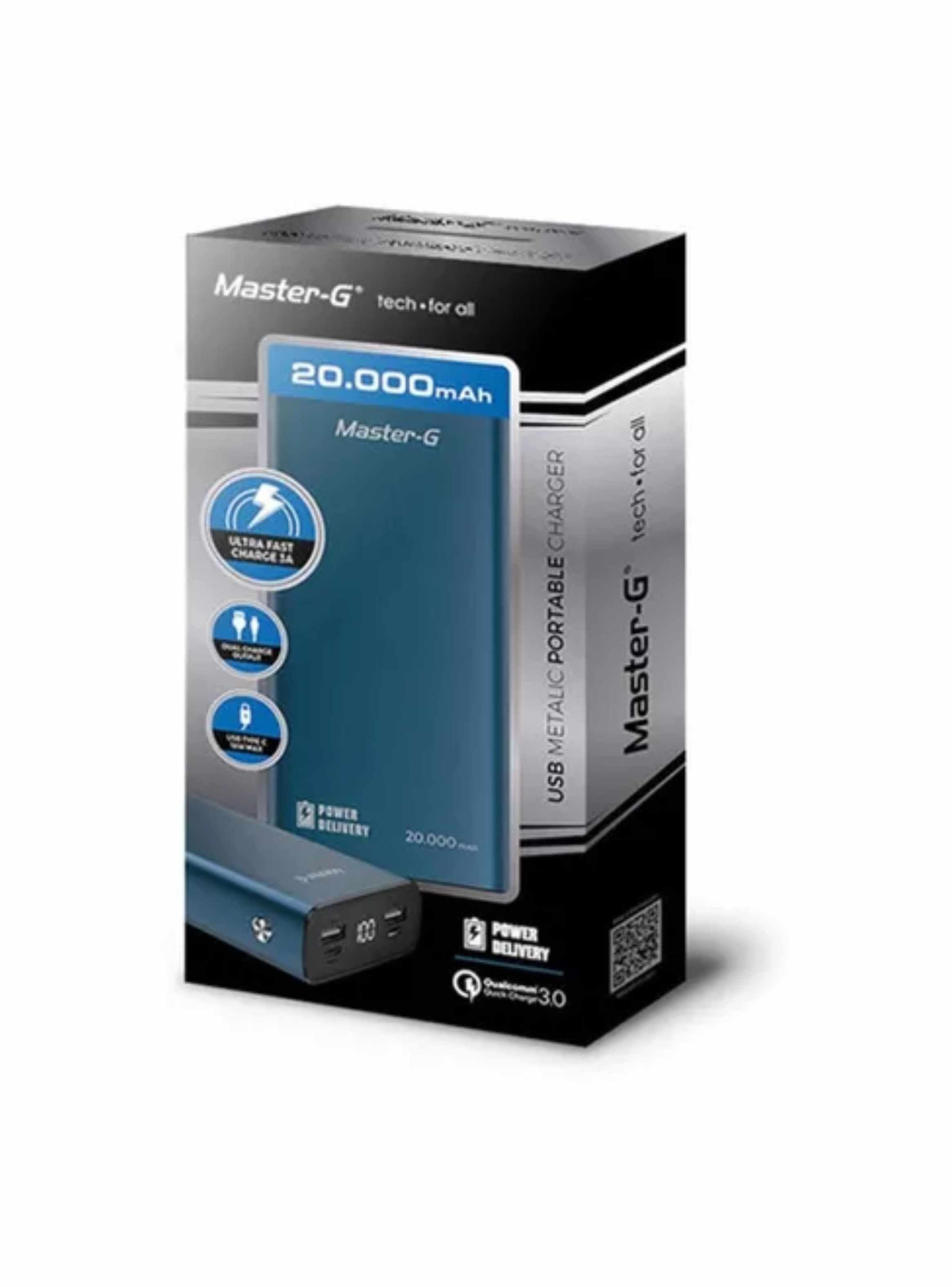 Batería Externa Power Bank Master G 20000 Mah Power Delivery Color Azul-3
