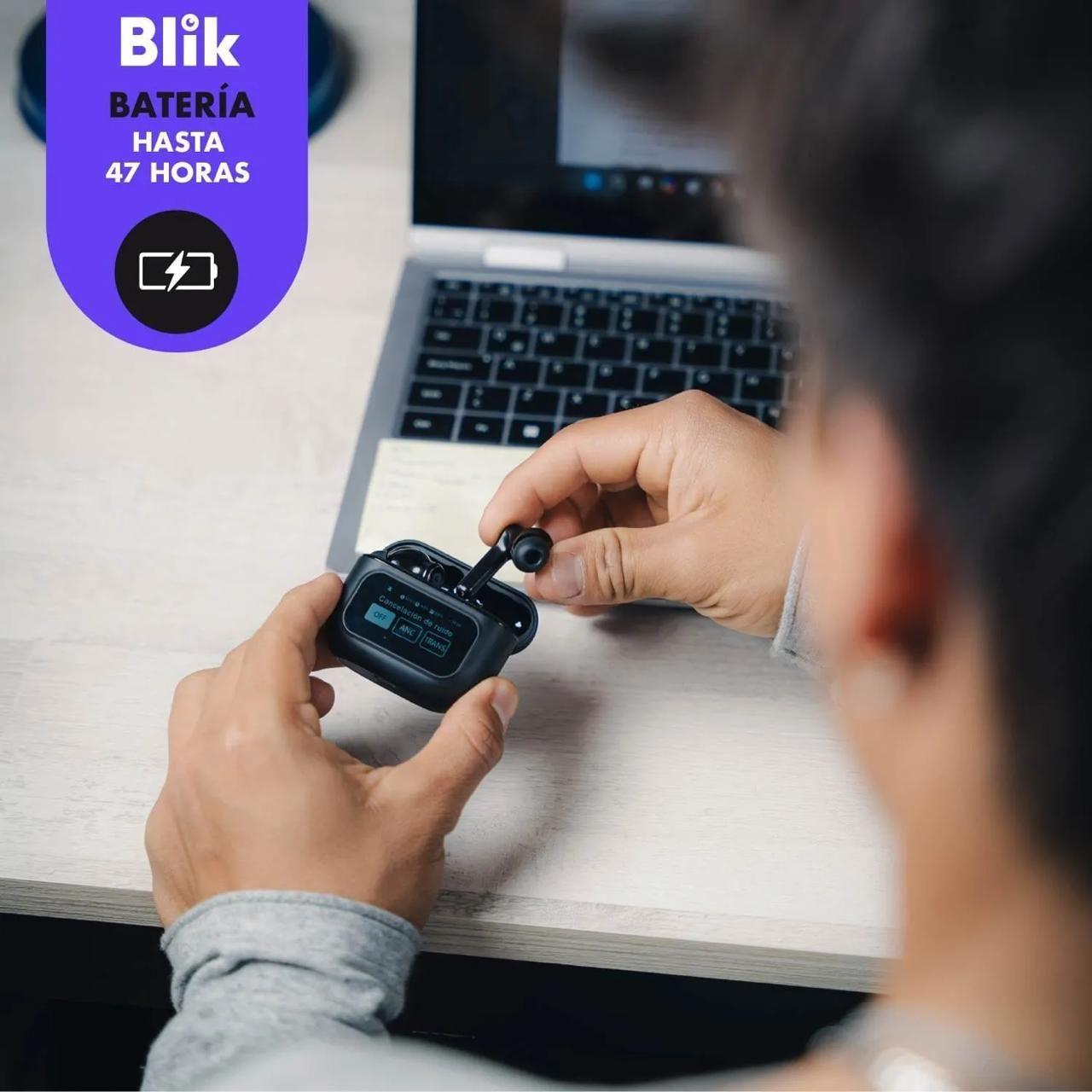 Audífonos Bluetooth Blik Airplus Cancelación De Ruido 47 Hrs Color Negro-3