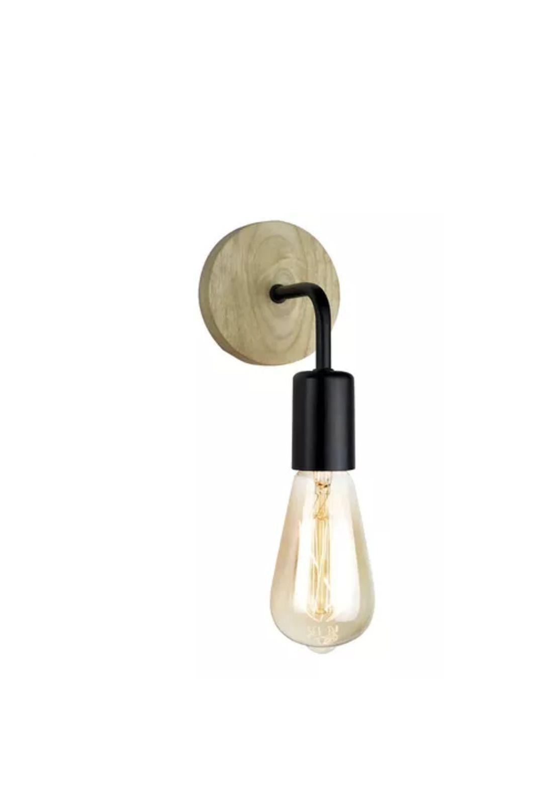 Aplique lámpara de madera, porta luces, color negro/madera-3