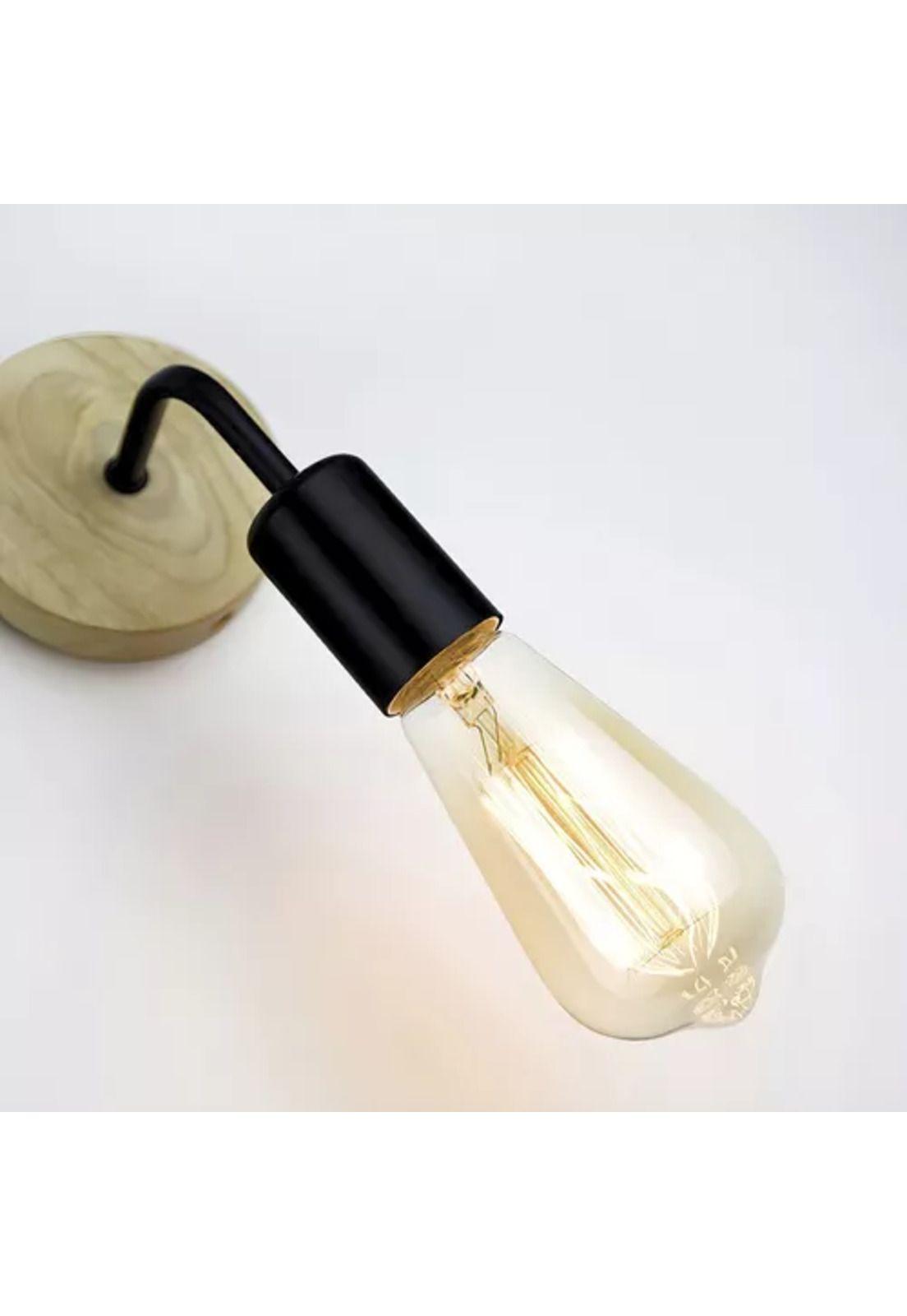 Aplique lámpara de madera, porta luces, color negro/madera-7