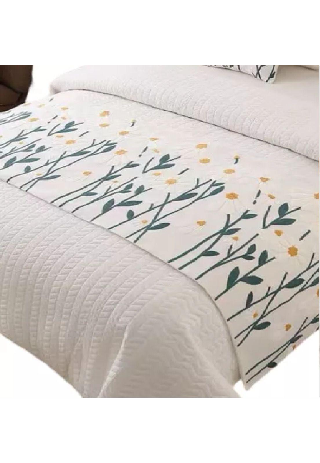 Piecera bordada para cama sin fundas de cojín diseño 1 color crema-1