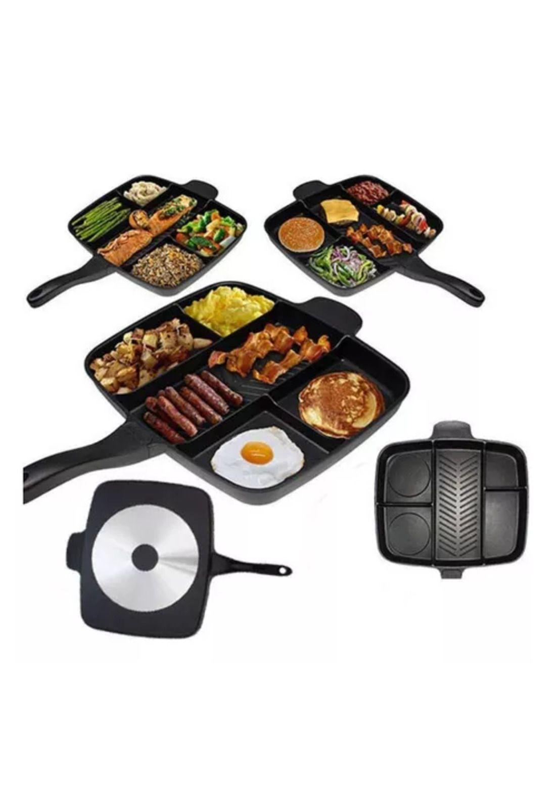 Sartén multiuso 5 en 1, antiadherente, horno y cocina, color negro-4