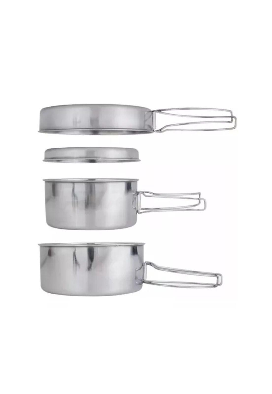 Camping ollas cocina accesorios color plata-2