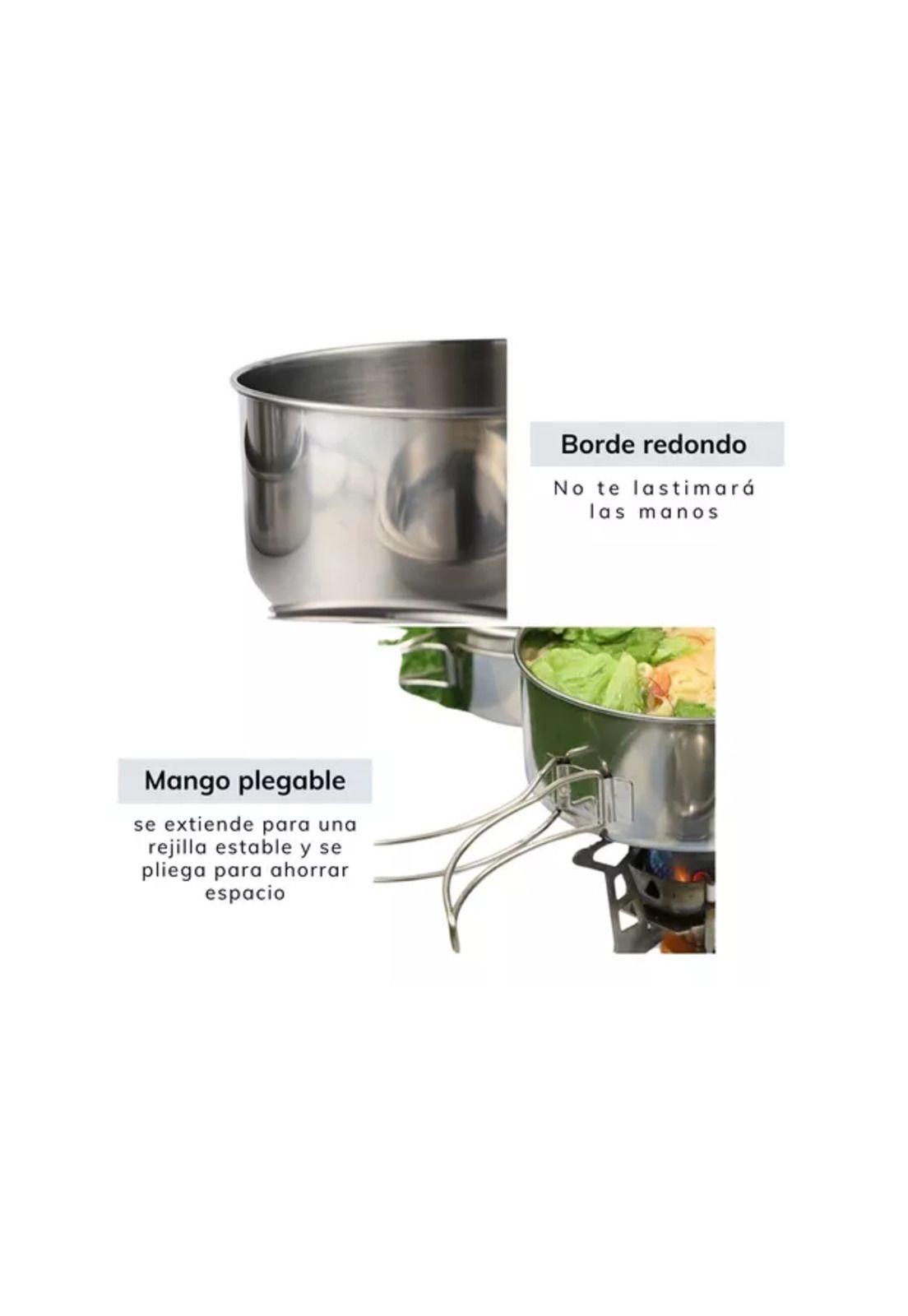 Camping ollas cocina accesorios color plata-4