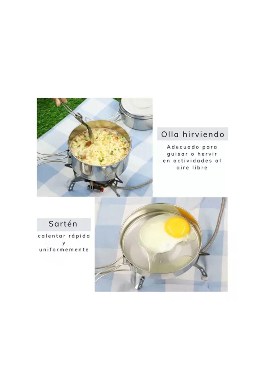 Camping ollas cocina accesorios color plata-5