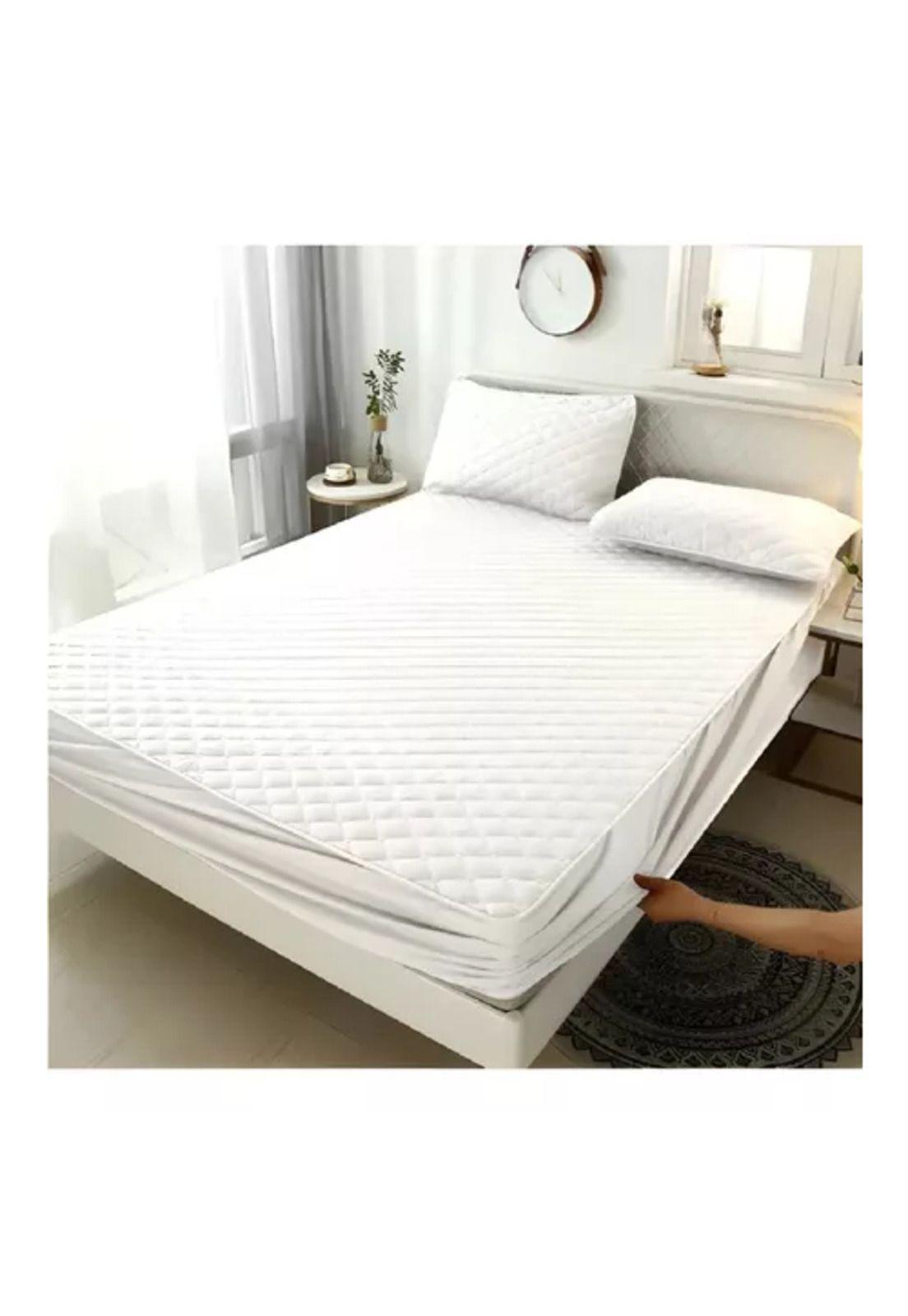 Cubre colchón impermeable 1.5 plazas + funda impermeable, color blanco-0