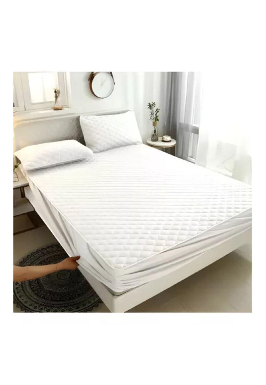 Cubre colchón impermeable 1.5 plazas + funda impermeable, color blanco-1