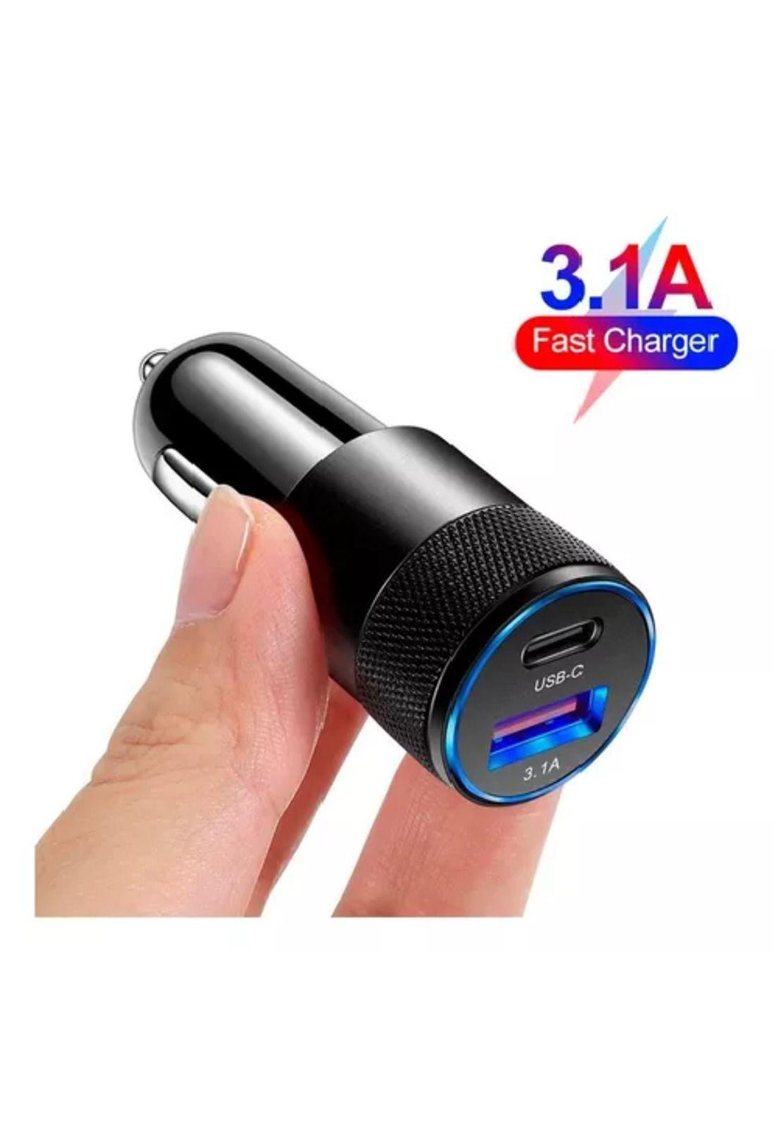 Cargador auto carga rápida tipo C 18W y USB 18W-3