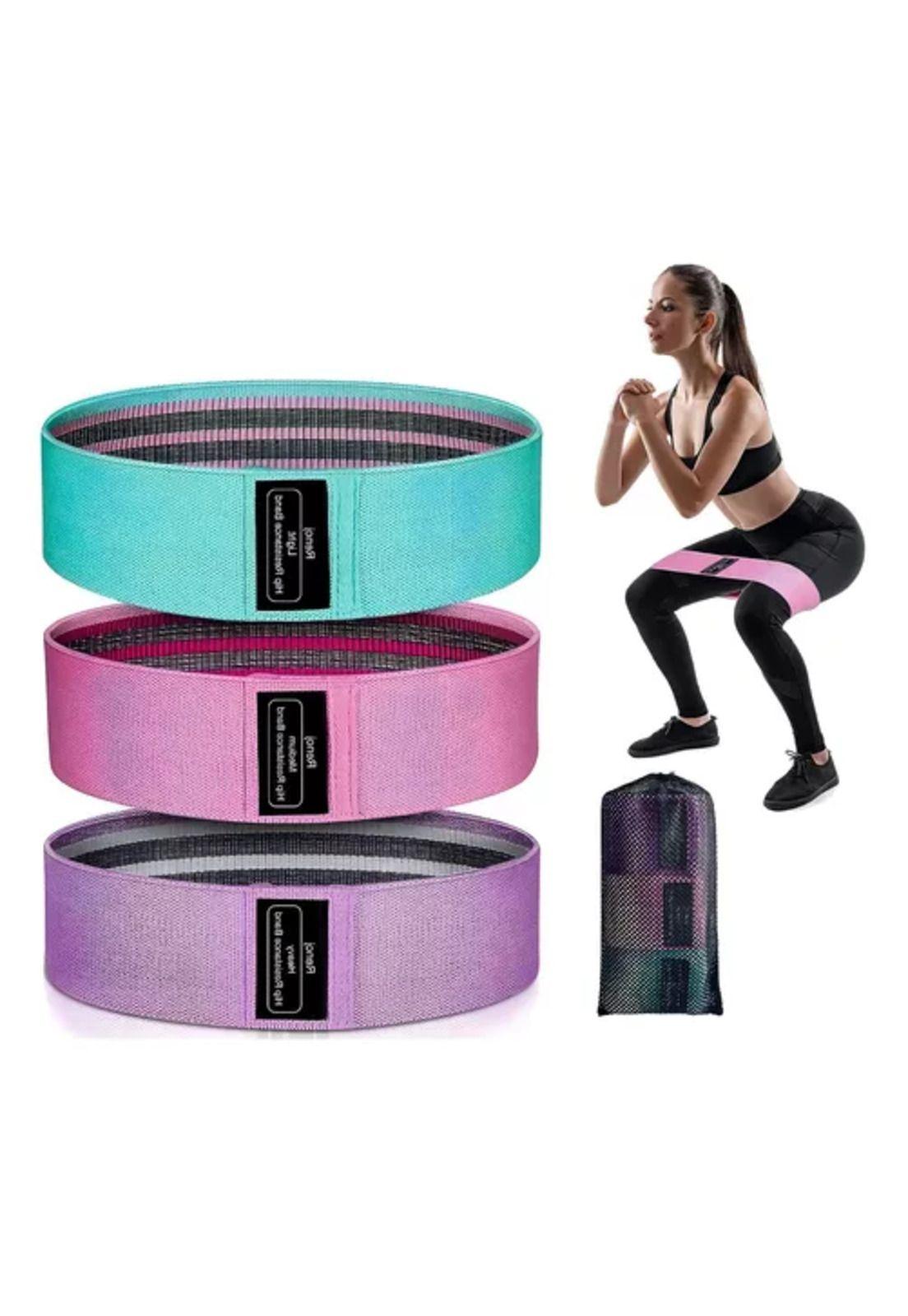 Set de 3 bandas elásticas de tela para Pilates y yoga-3