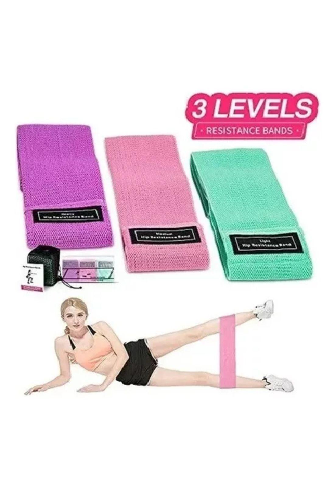Set de 3 bandas elásticas de tela para Pilates y yoga-6