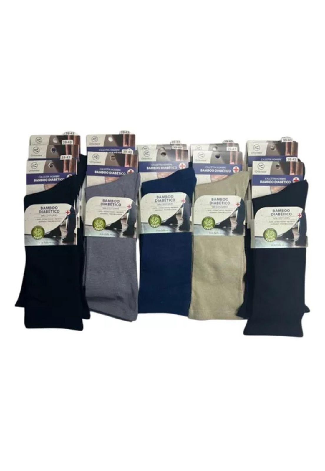 Pack de 5 calcetines de bambú y cobre, diabéticos, colores oscuros-5